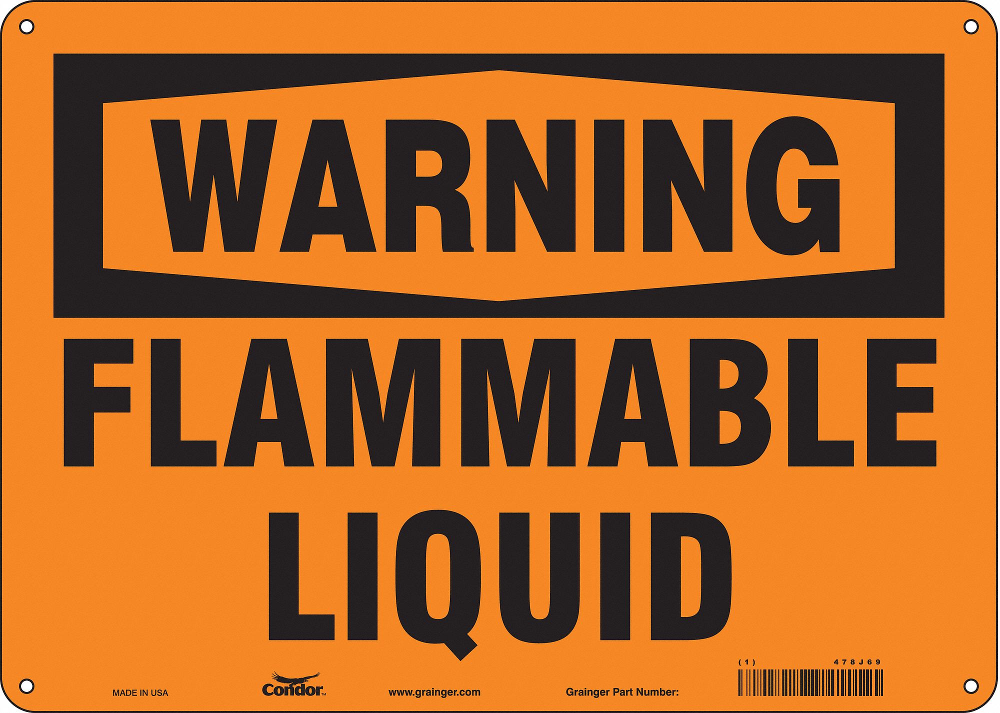 Safety Sign: Aluminum, Mounting Holes Sign Mounting, 10 in x 14 in Nominal Sign Size, 0.032 in Thick