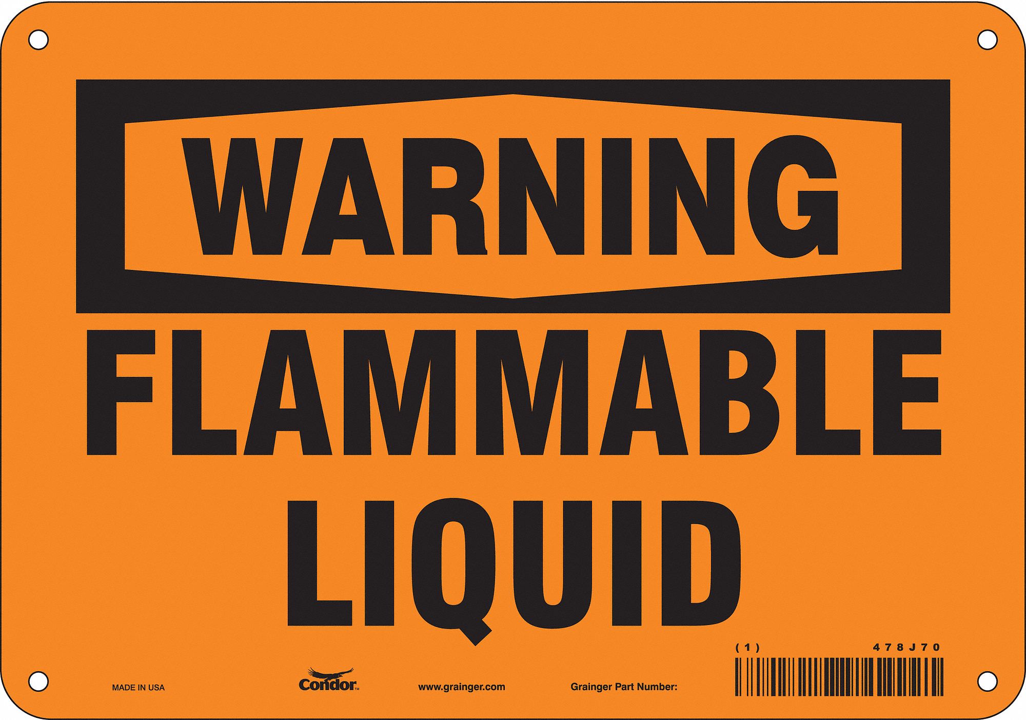Safety Sign: Polyethylene, Mounting Holes Sign Mounting, 7 in x 10 in Nominal Sign Size