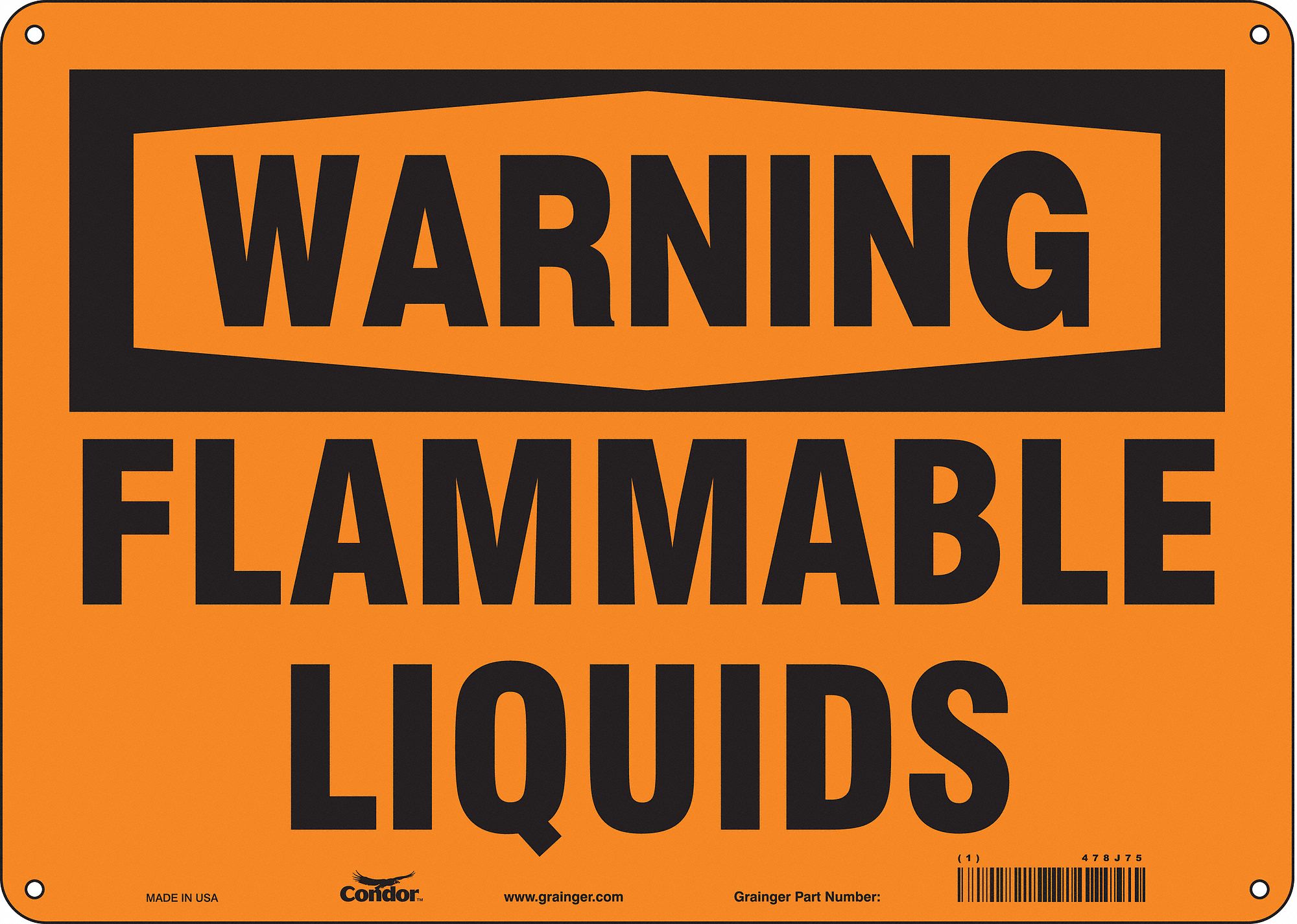 Safety Sign: Aluminum, Mounting Holes Sign Mounting, 10 in x 14 in Nominal Sign Size, 0.032 in Thick