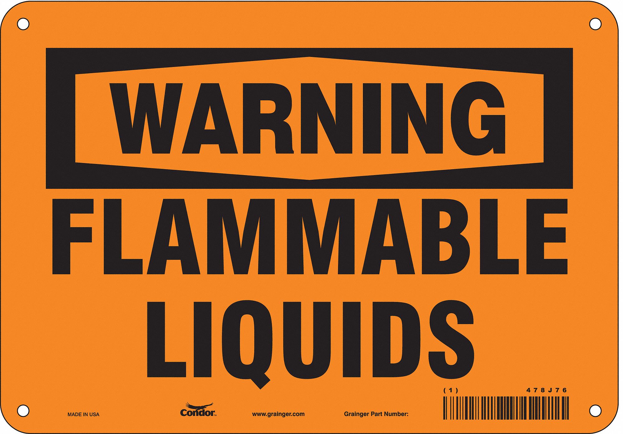 Safety Sign: Polyethylene, Mounting Holes Sign Mounting, 7 in x 10 in Nominal Sign Size