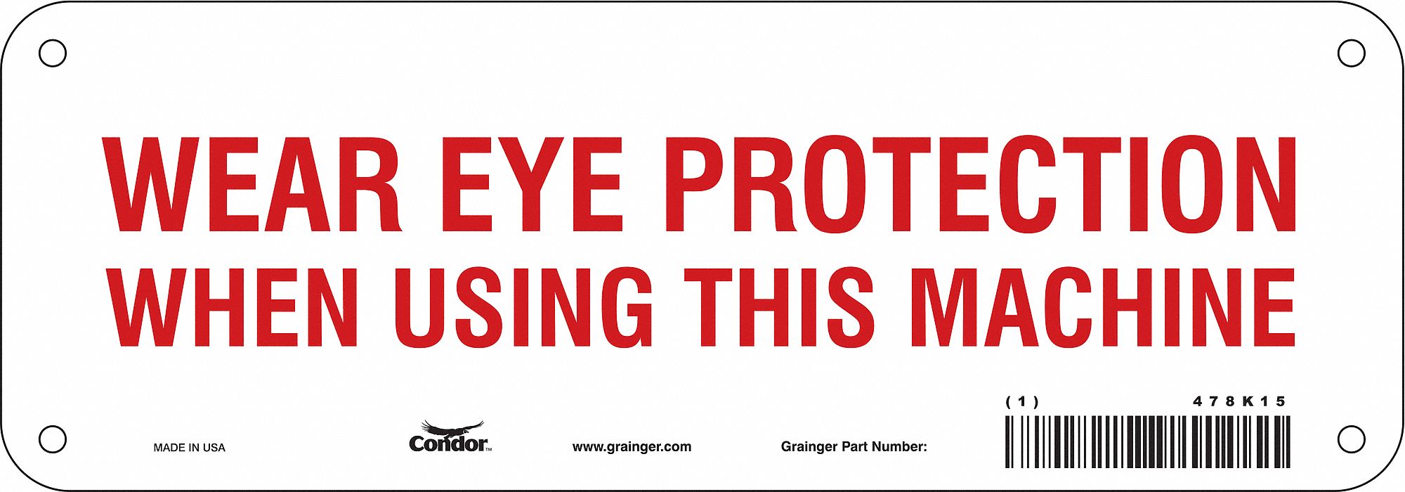 Safety Sign, 3.5in x 10in, Polyethylene