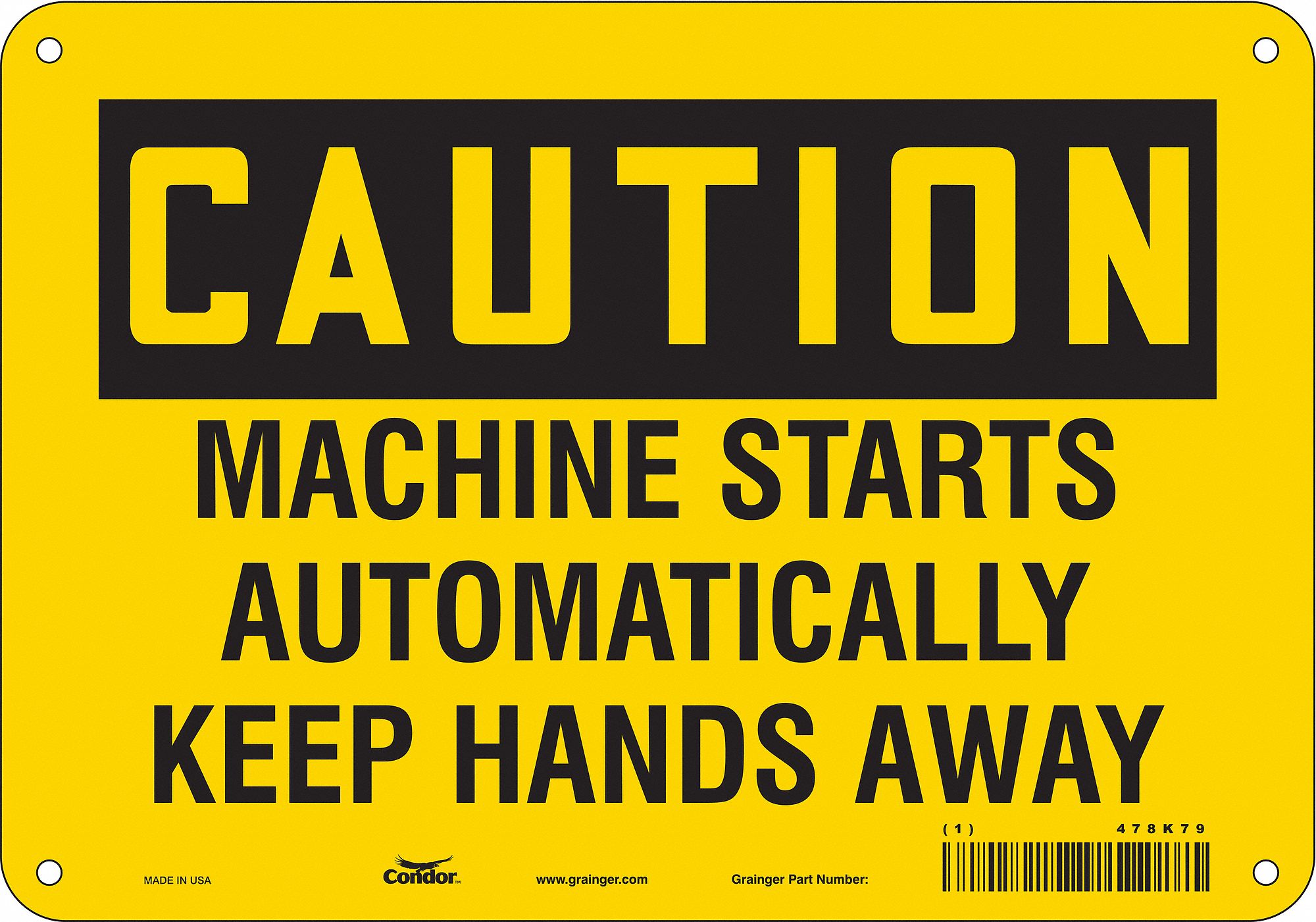 Safety Sign: Aluminum, Mounting Holes Sign Mounting, 7 in x 10 in Nominal Sign Size, 0.032 in Thick