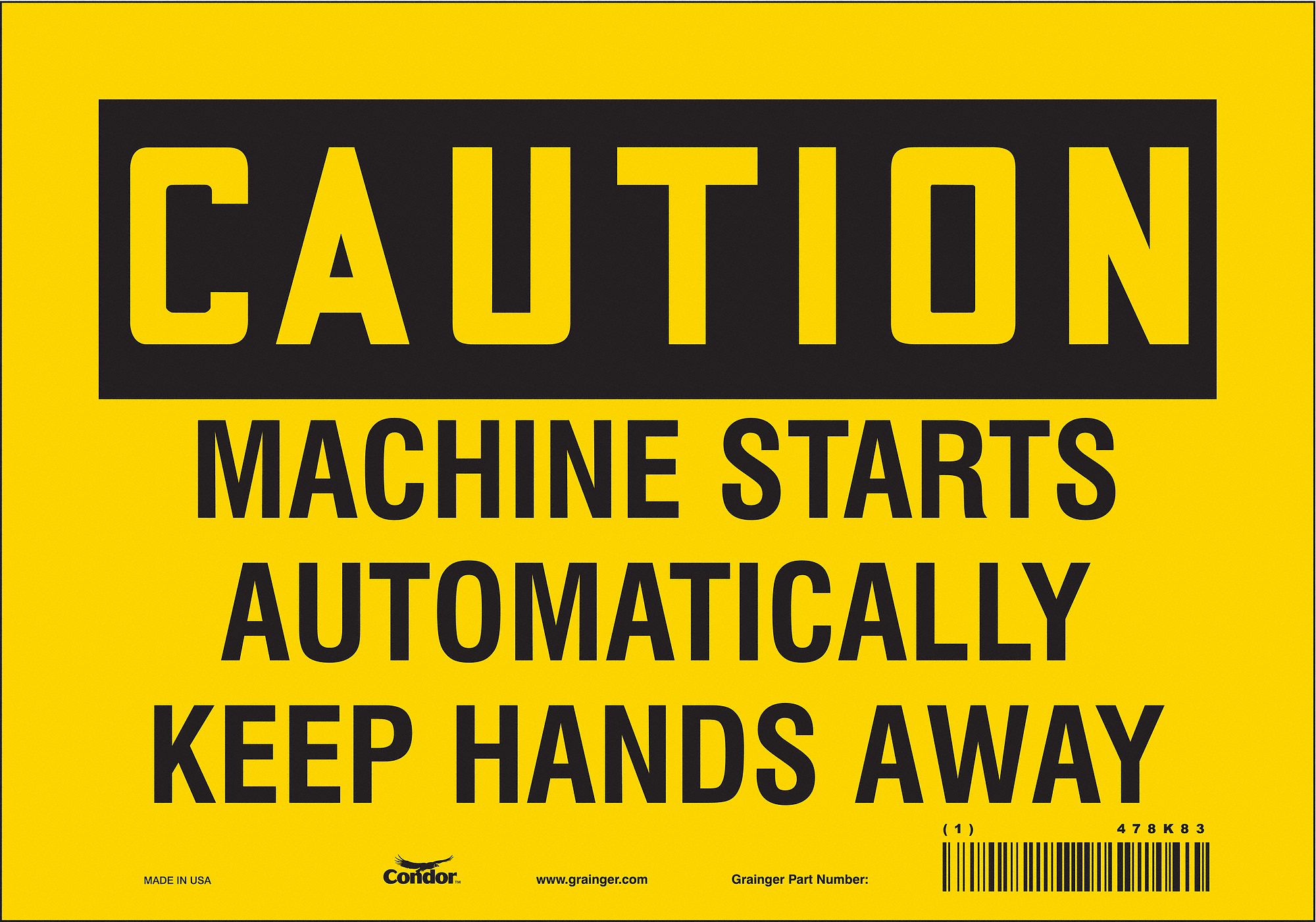 Safety Sign: Vinyl, Adhesive Sign Mounting, 7 in x 10 in Nominal Sign Size, Not Retroreflective