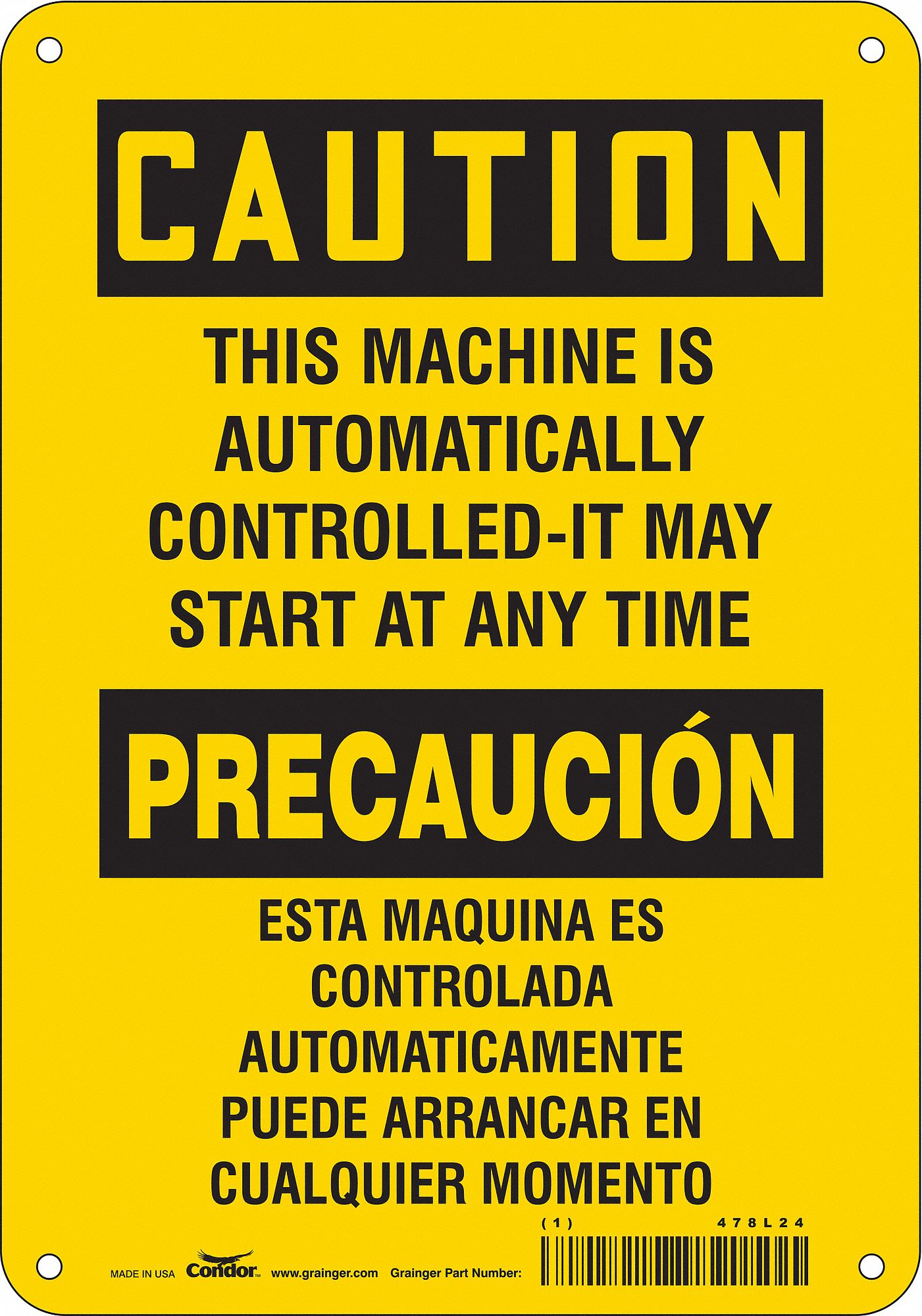 Safety Sign: Aluminum, Mounting Holes Sign Mounting, 10 in x 7 in Nominal Sign Size, 0.032 in Thick