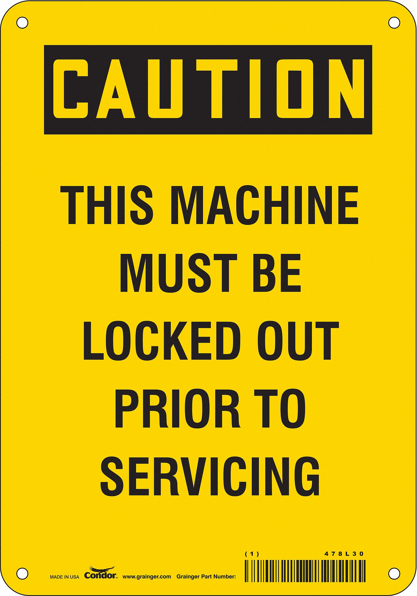 Safety Sign: Aluminum, Mounting Holes Sign Mounting, 10 in x 7 in Nominal Sign Size, 0.032 in Thick