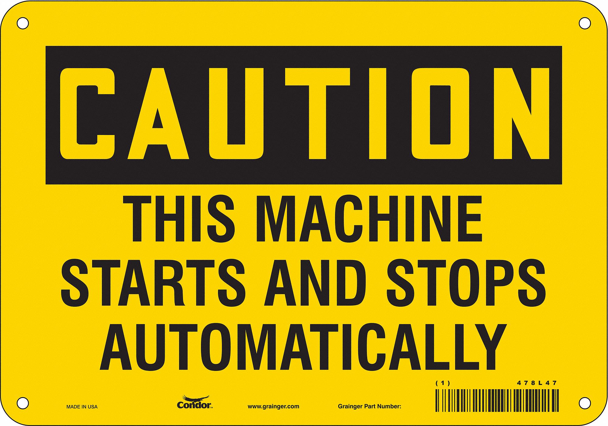 Safety Sign: Aluminum, Mounting Holes Sign Mounting, 7 in x 10 in Nominal Sign Size, 0.032 in Thick