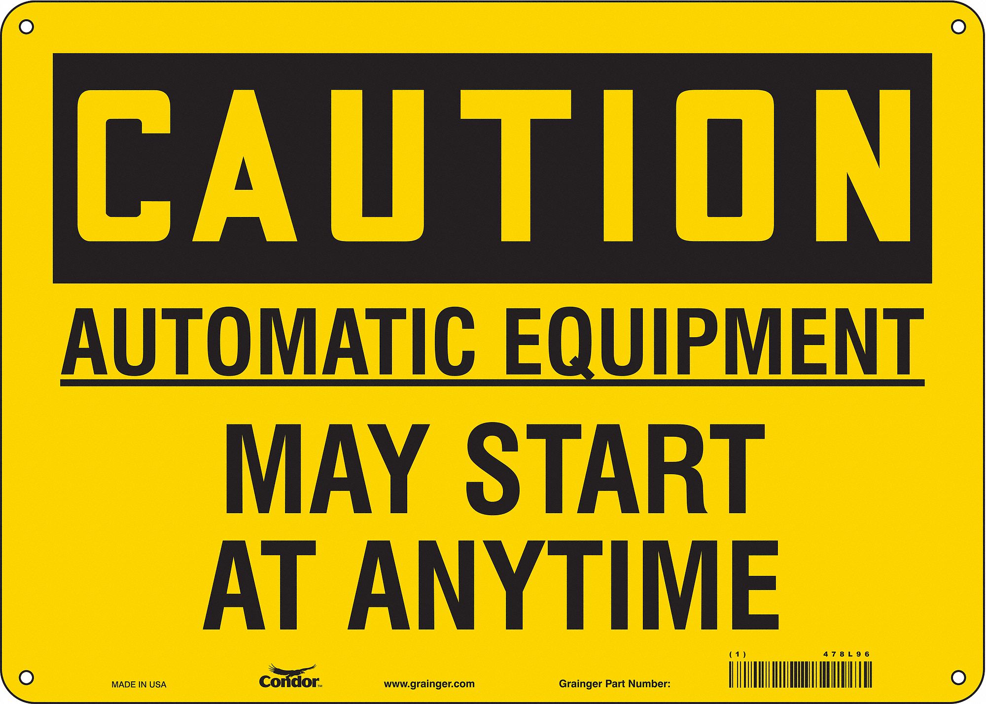 Safety Sign: Aluminum, Mounting Holes Sign Mounting, 10 in x 14 in Nominal Sign Size, 0.032 in Thick