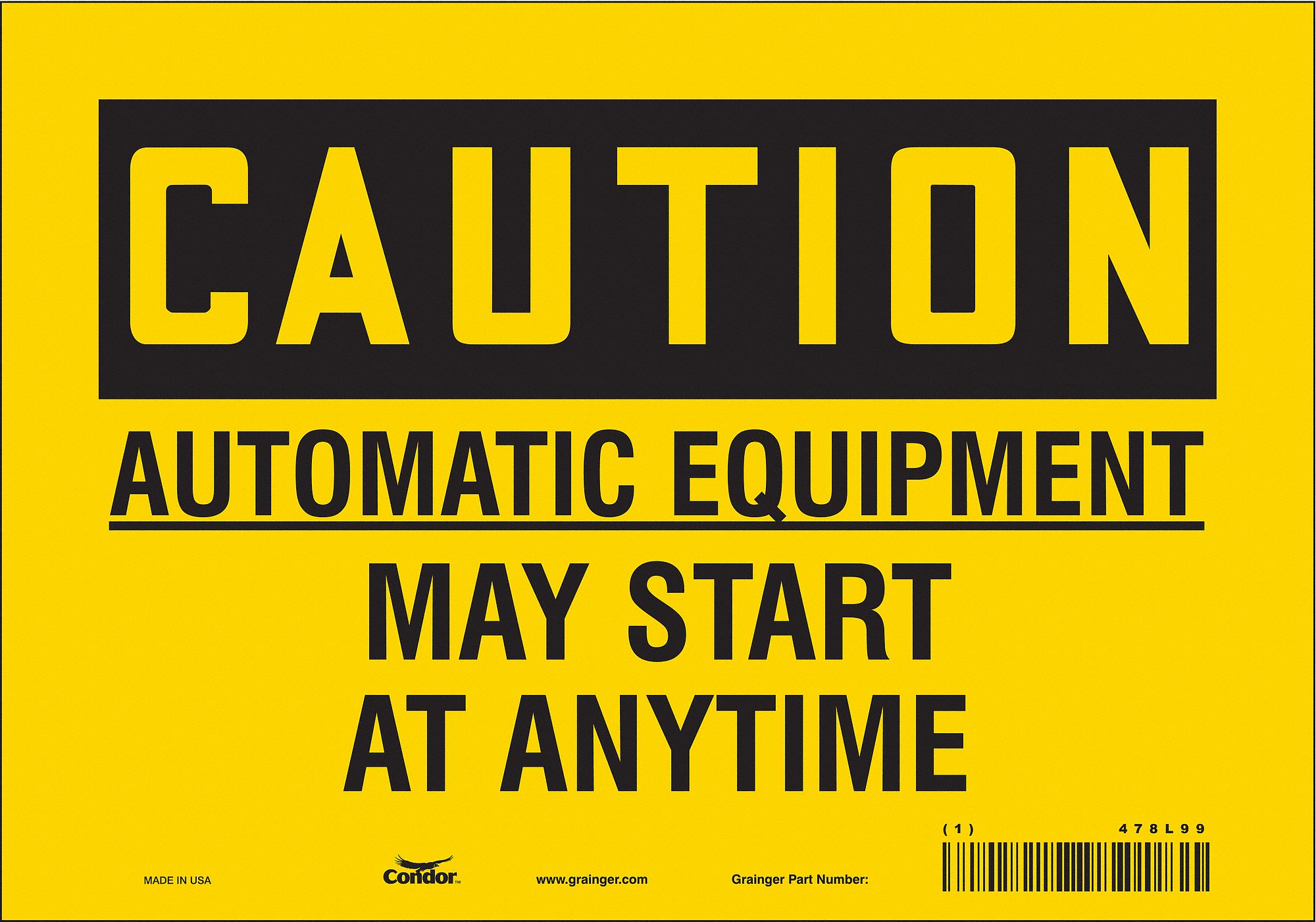 Safety Sign: Vinyl, Adhesive Sign Mounting, 7 in x 10 in Nominal Sign Size, Not Retroreflective