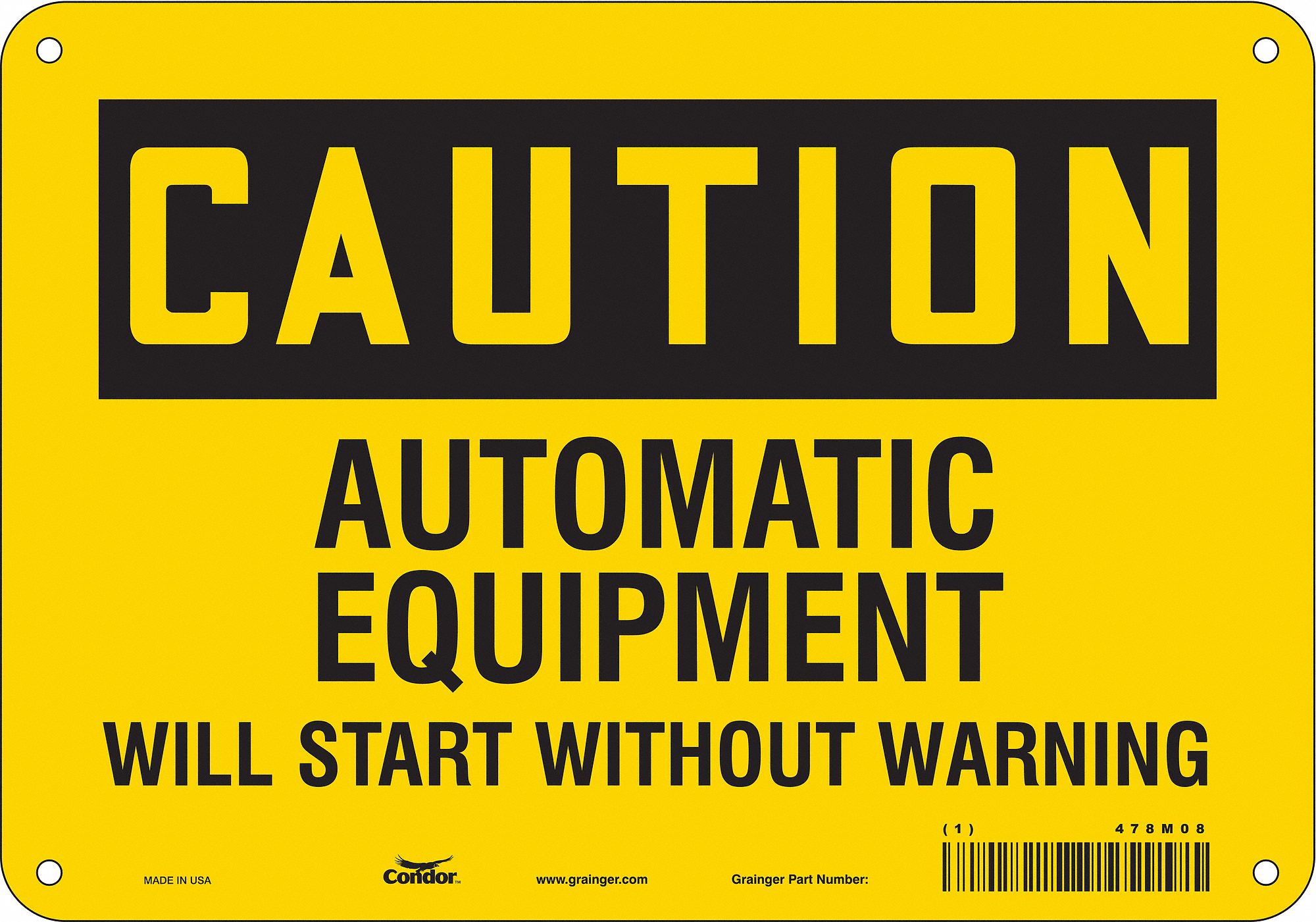 Safety Sign: Aluminum, Mounting Holes Sign Mounting, 7 in x 10 in Nominal Sign Size, 0.032 in Thick