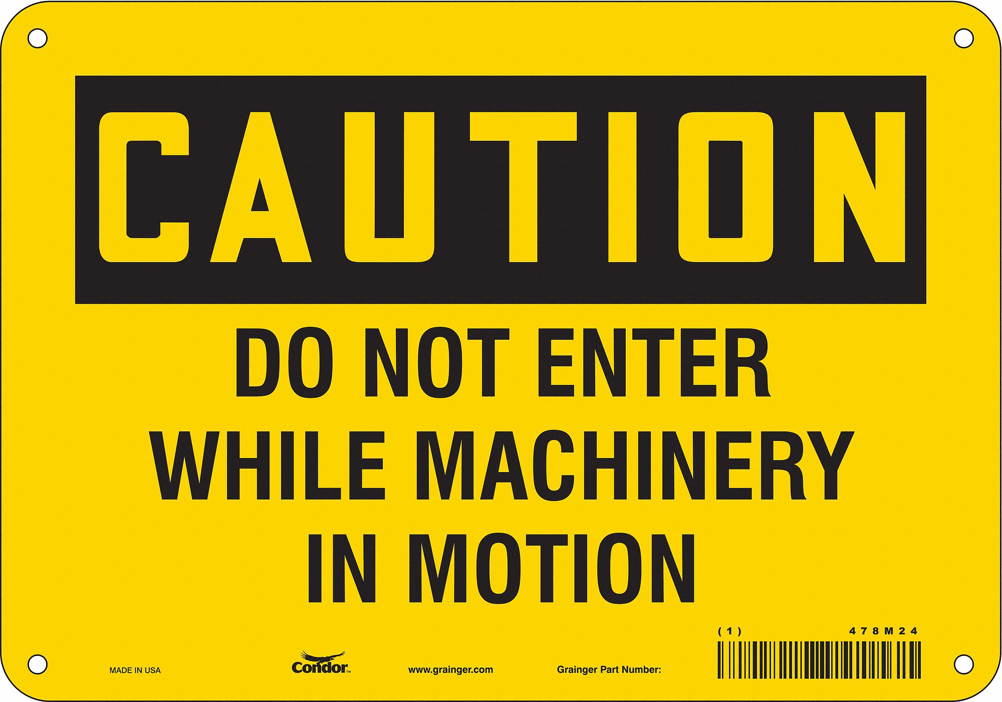Safety Sign: Polyethylene, Mounting Holes Sign Mounting, 7 in x 10 in Nominal Sign Size, Caution