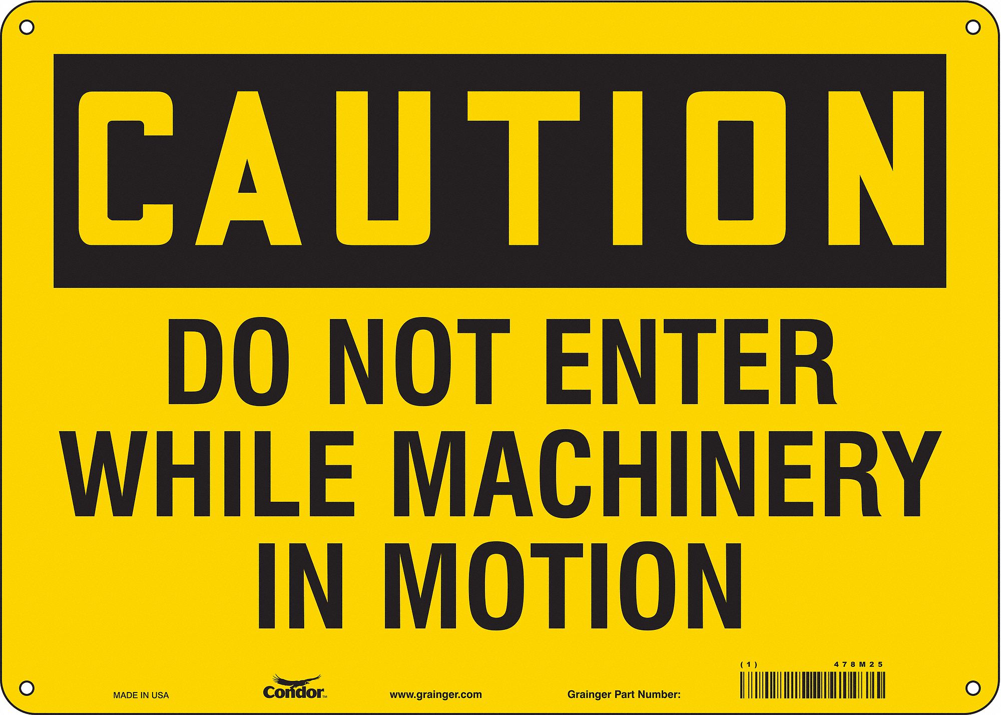 Safety Sign: Polyethylene, Mounting Holes Sign Mounting, 10 in x 14 in Nominal Sign Size, Caution