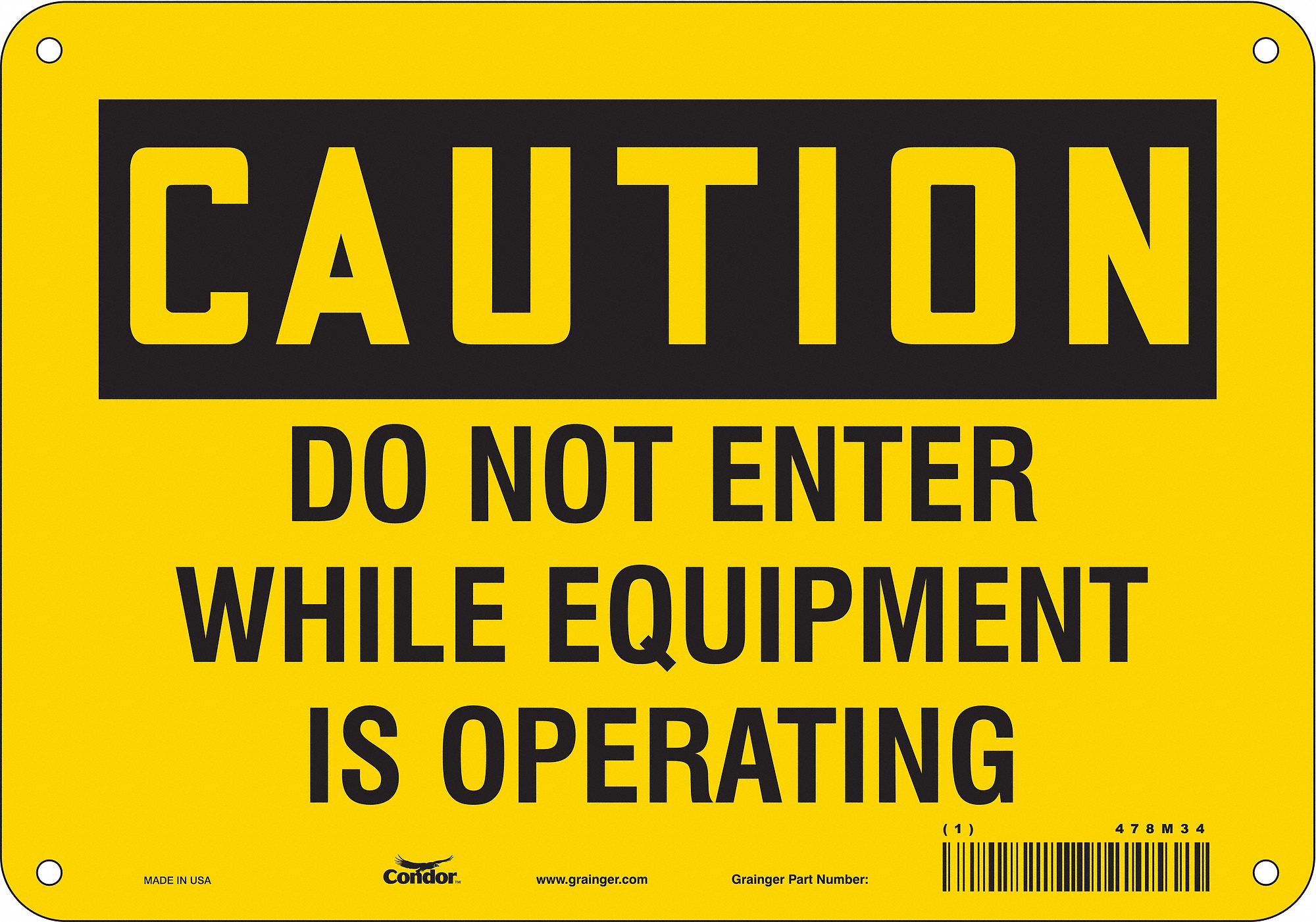 Safety Sign: Aluminum, Mounting Holes Sign Mounting, 7 in x 10 in Nominal Sign Size, 0.032 in Thick