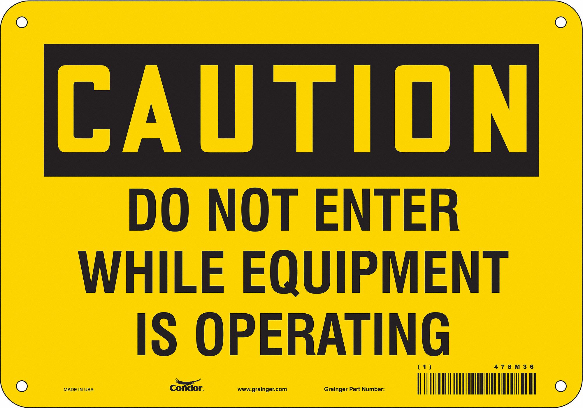 Safety Sign: Polyethylene, Mounting Holes Sign Mounting, 7 in x 10 in Nominal Sign Size, Caution