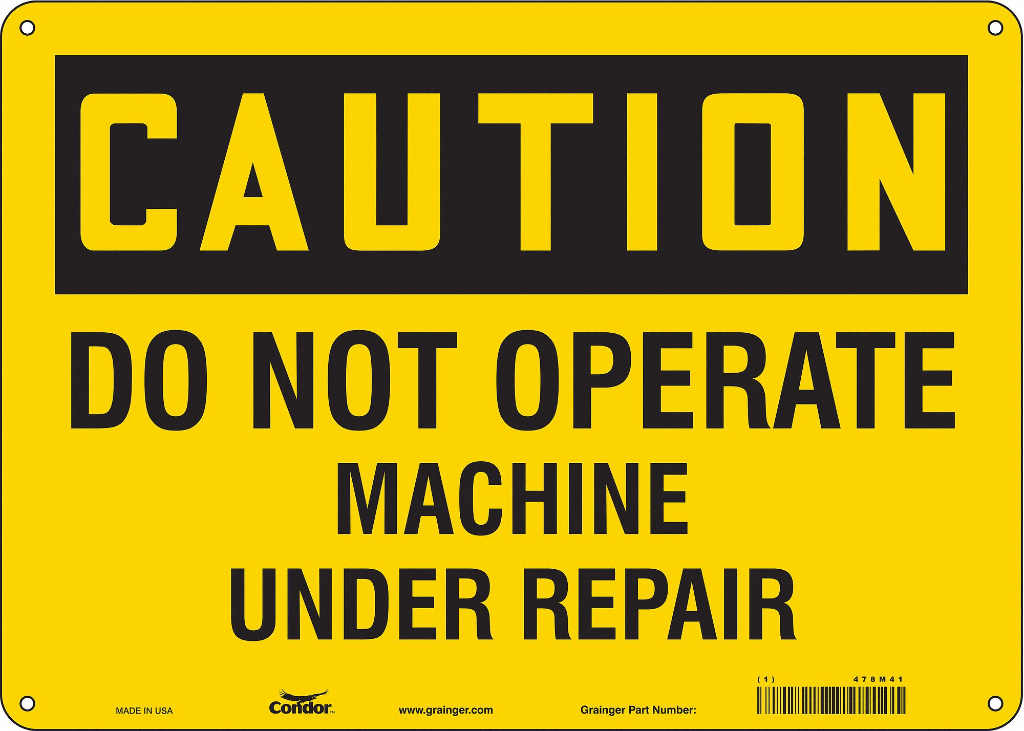 Safety Sign: Aluminum, Mounting Holes Sign Mounting, 10 in x 14 in Nominal Sign Size, 0.032 in Thick