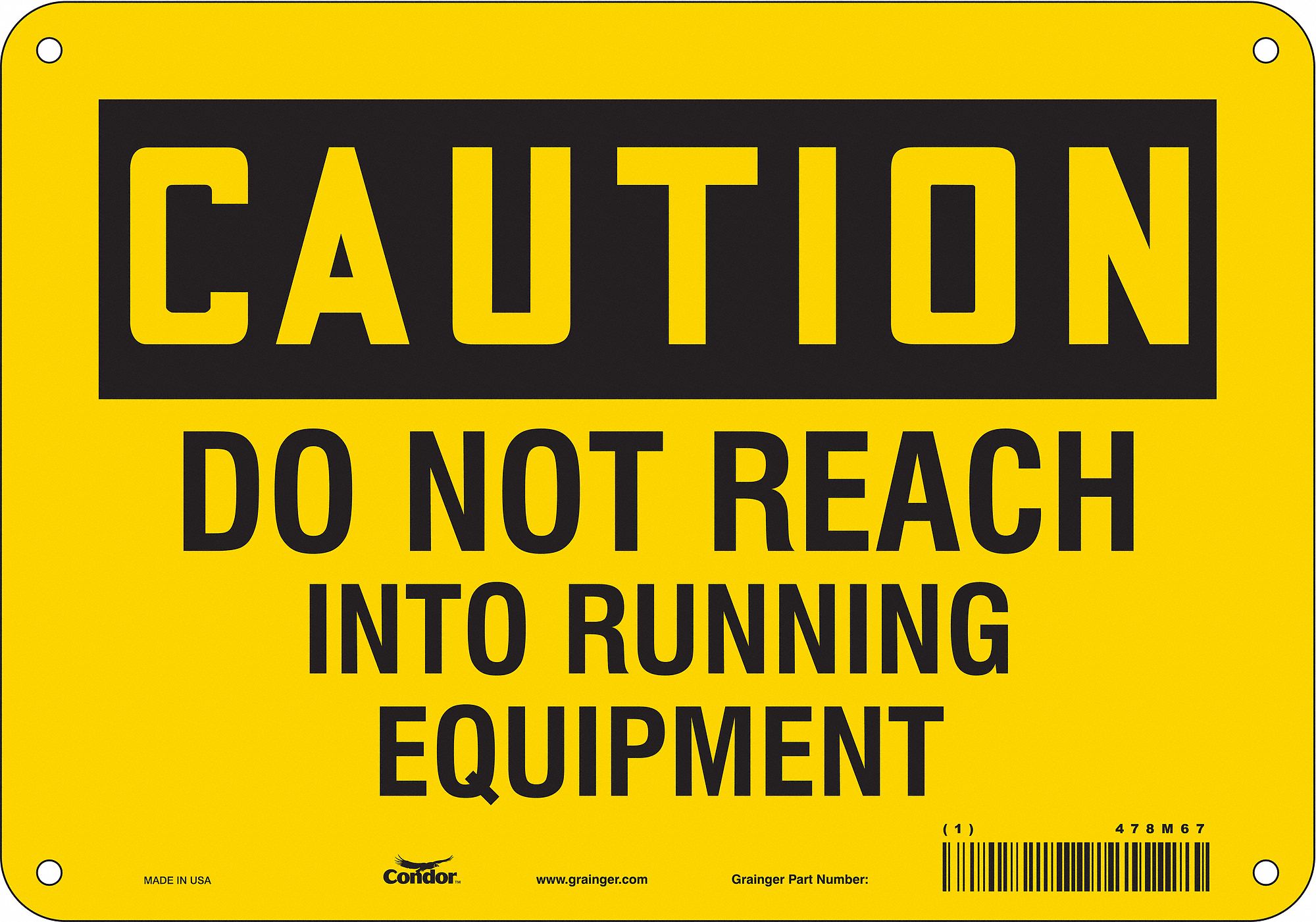 Safety Sign: Polyethylene, Mounting Holes Sign Mounting, 7 in x 10 in Nominal Sign Size, Caution
