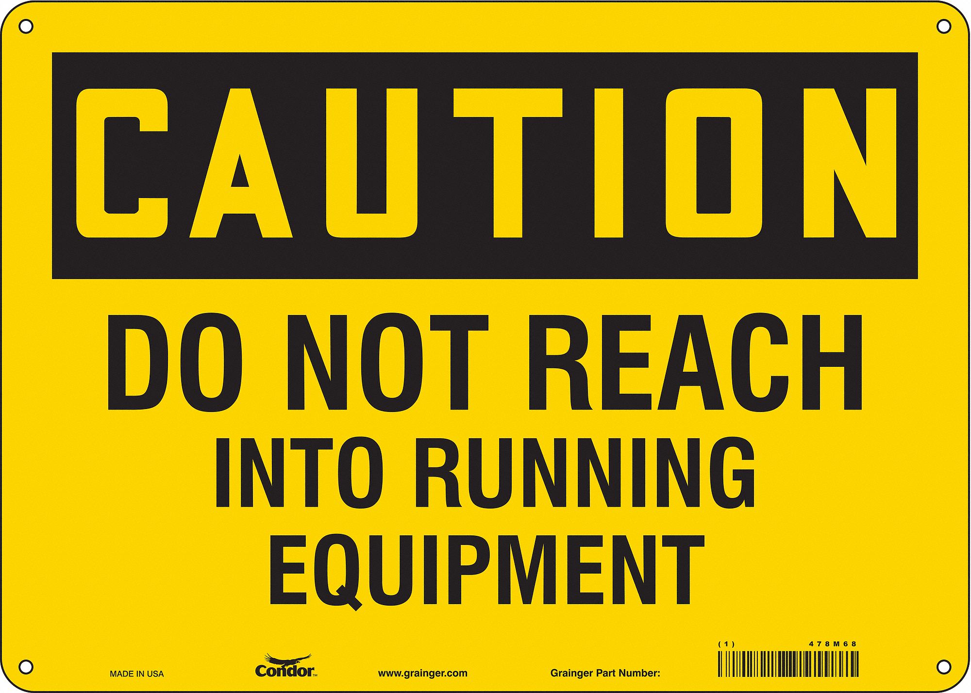 Safety Sign: Polyethylene, Mounting Holes Sign Mounting, 10 in x 14 in Nominal Sign Size, Caution