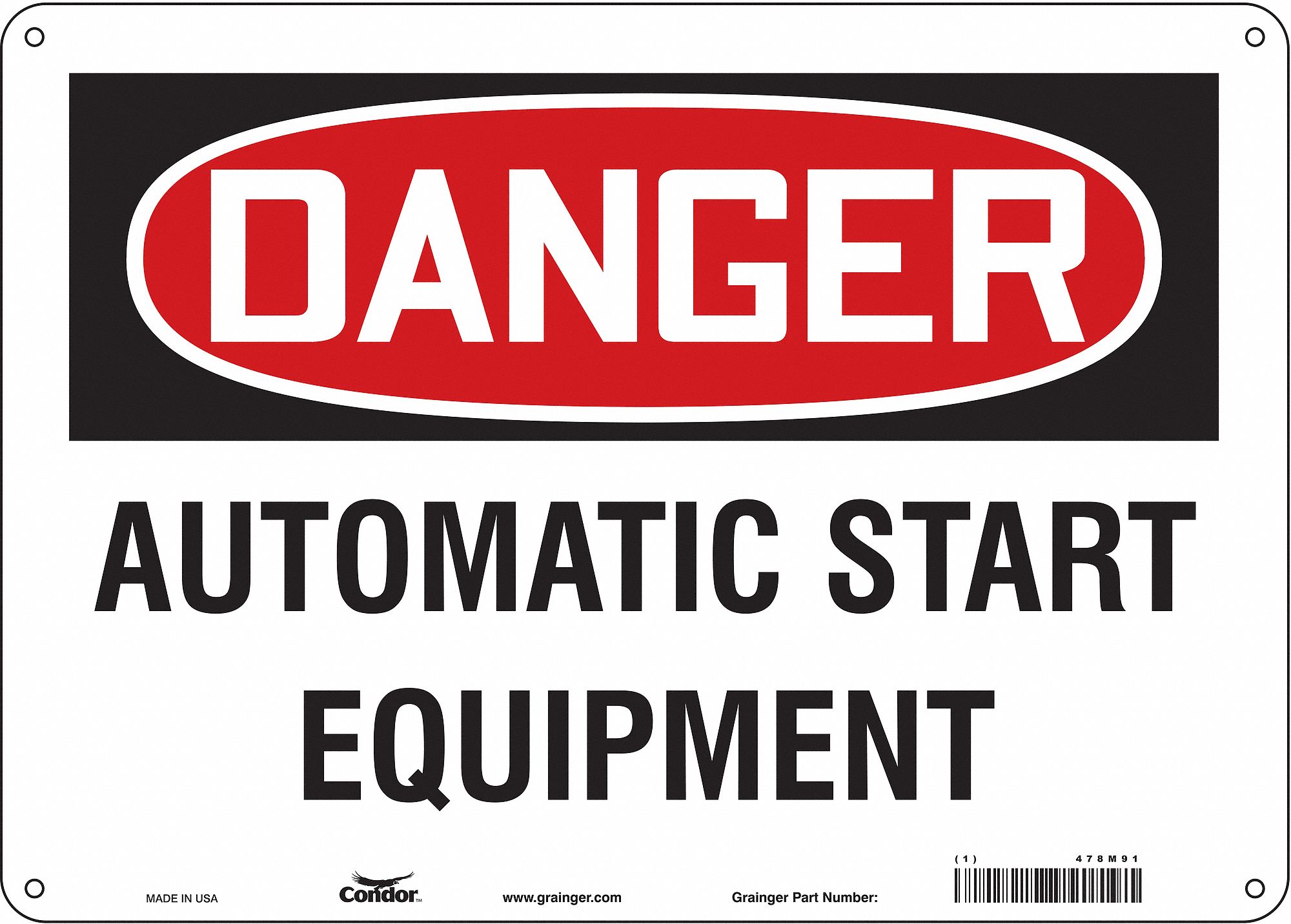 Safety Sign: Aluminum, Mounting Holes Sign Mounting, 10 in x 14 in Nominal Sign Size, 0.032 in Thick