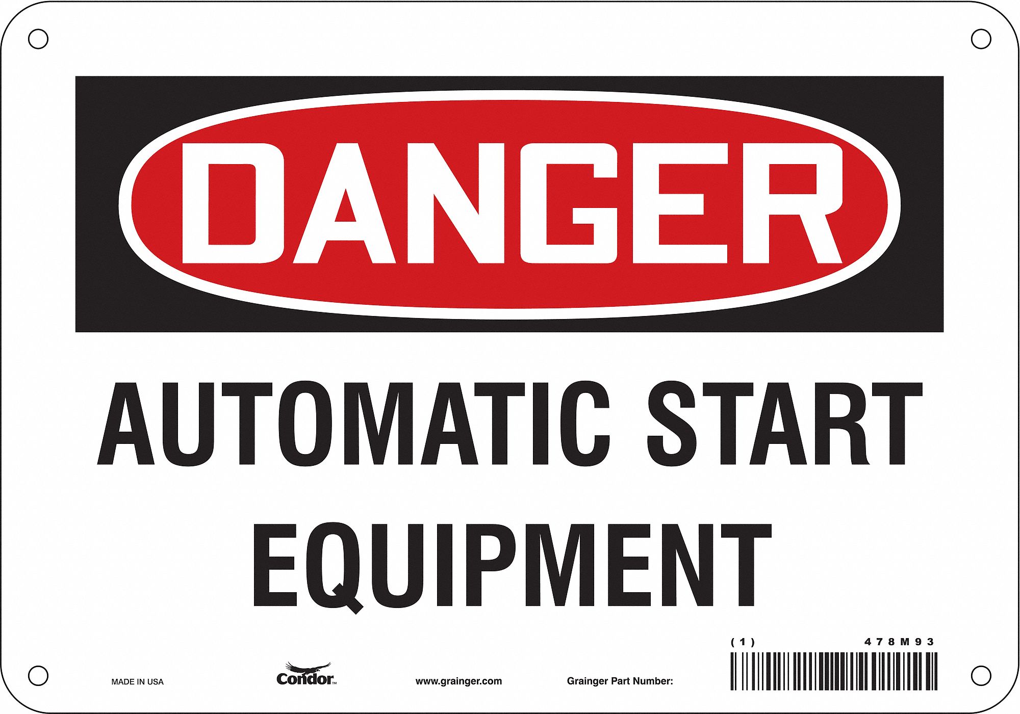 Safety Sign: Polyethylene, Mounting Holes Sign Mounting, 7 in x 10 in Nominal Sign Size, Danger