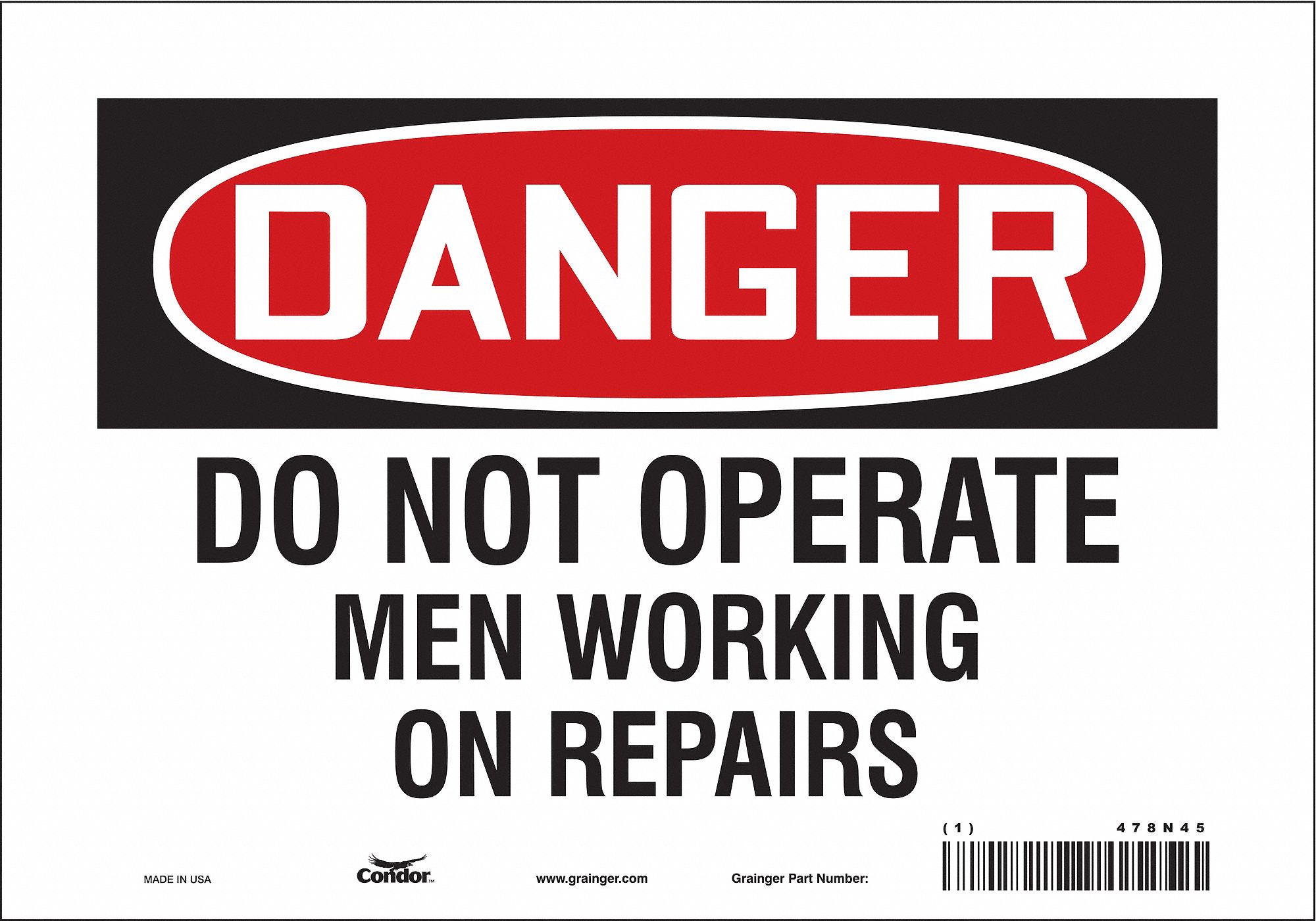 Safety Sign: Vinyl, Adhesive Sign Mounting, 7 in x 10 in Nominal Sign Size, Not Retroreflective
