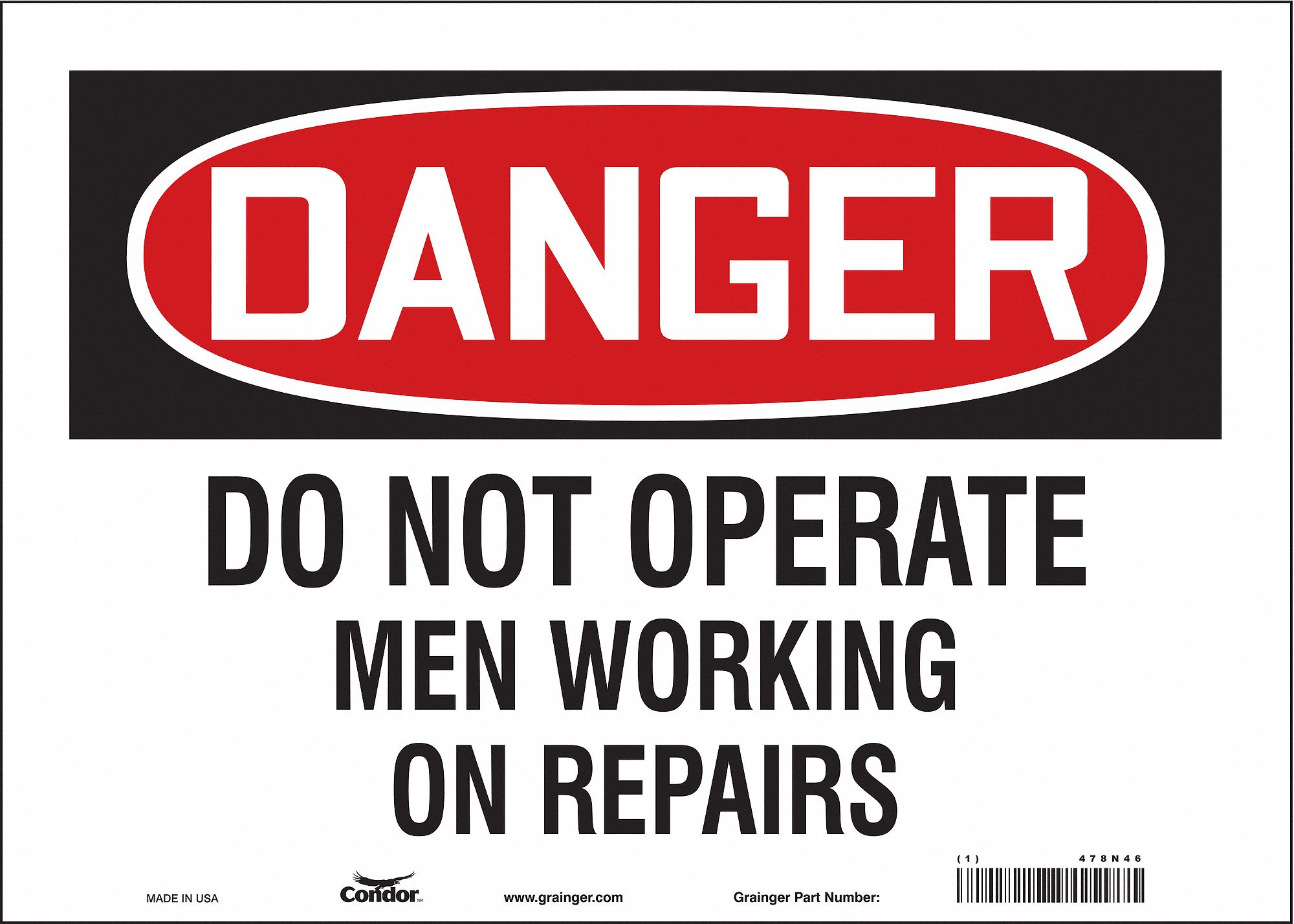 Safety Sign: Vinyl, Adhesive Sign Mounting, 10 in x 14 in Nominal Sign Size, Not Retroreflective