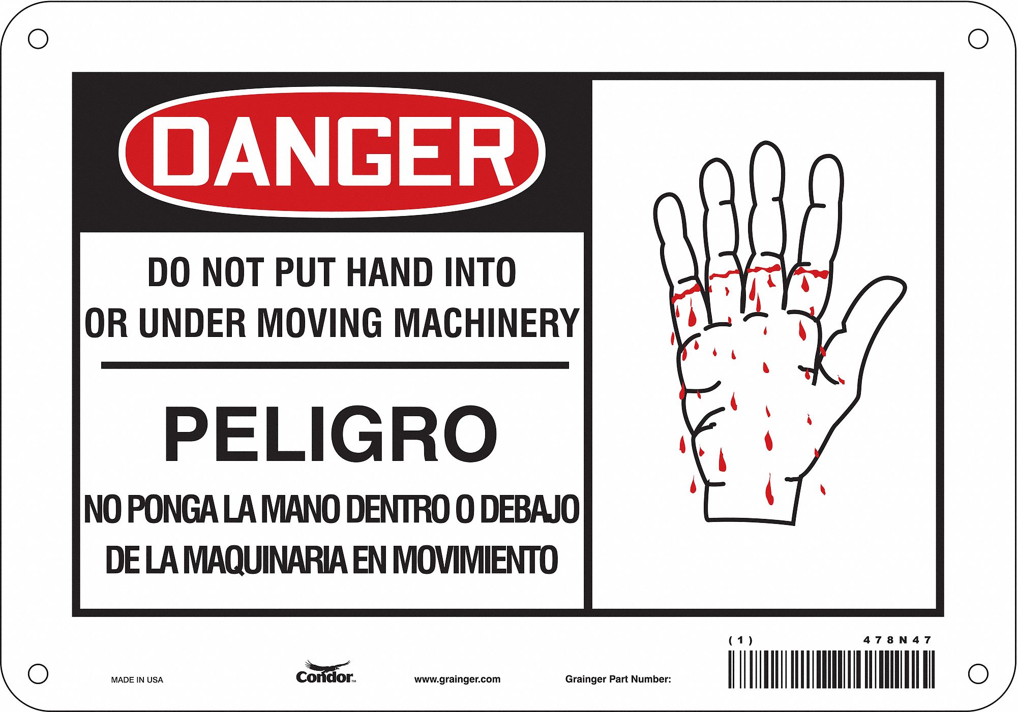 Safety Sign: Aluminum, Mounting Holes Sign Mounting, 7 in x 10 in Nominal Sign Size, 0.032 in Thick