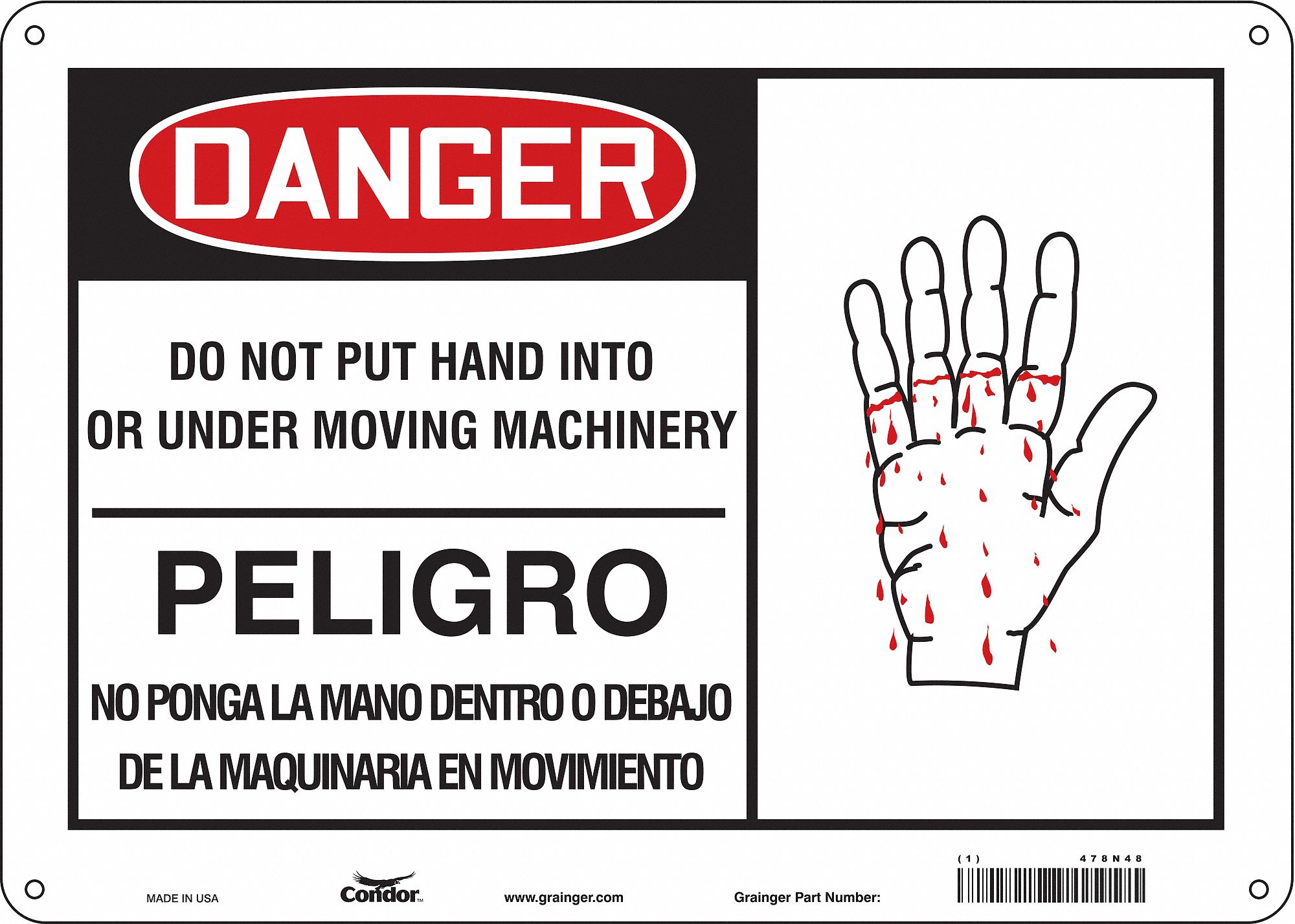 Safety Sign: Aluminum, Mounting Holes Sign Mounting, 10 in x 14 in Nominal Sign Size, 0.032 in Thick