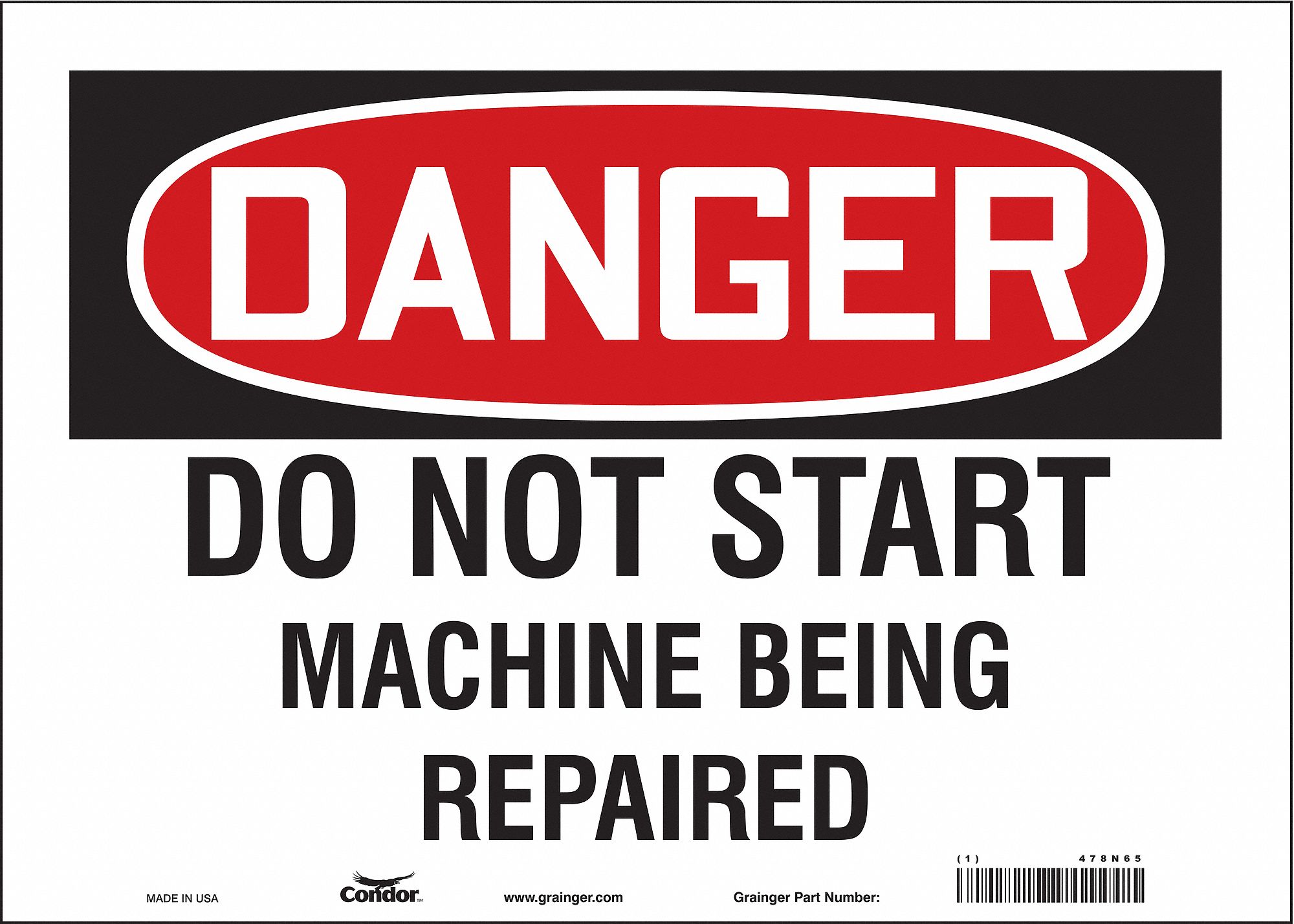 Safety Sign: Vinyl, Adhesive Sign Mounting, 10 in x 14 in Nominal Sign Size, Not Retroreflective