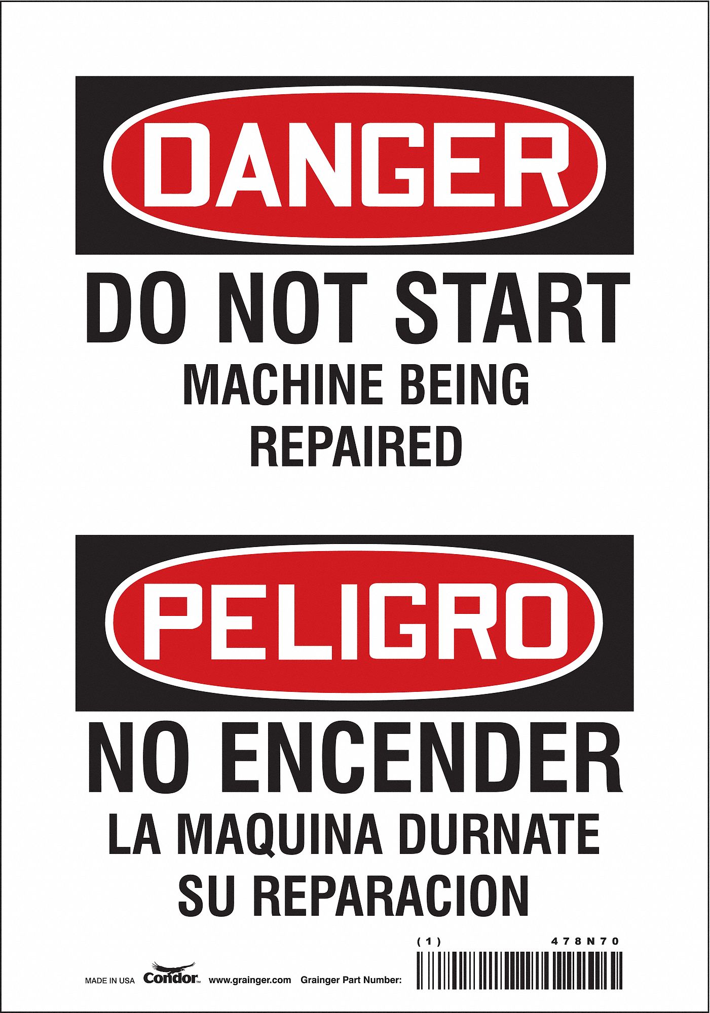 Safety Sign: Vinyl, Adhesive Sign Mounting, 10 in x 7 in Nominal Sign Size, Not Retroreflective