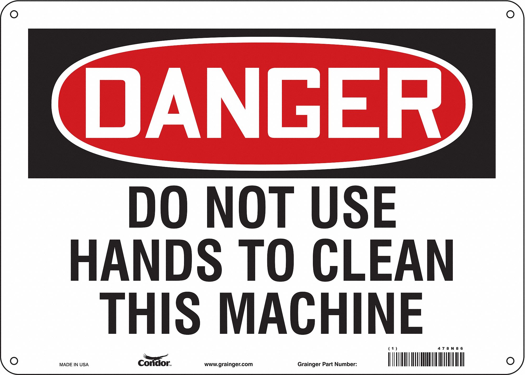 Safety Sign: Aluminum, Mounting Holes Sign Mounting, 10 in x 14 in Nominal Sign Size, 0.032 in Thick