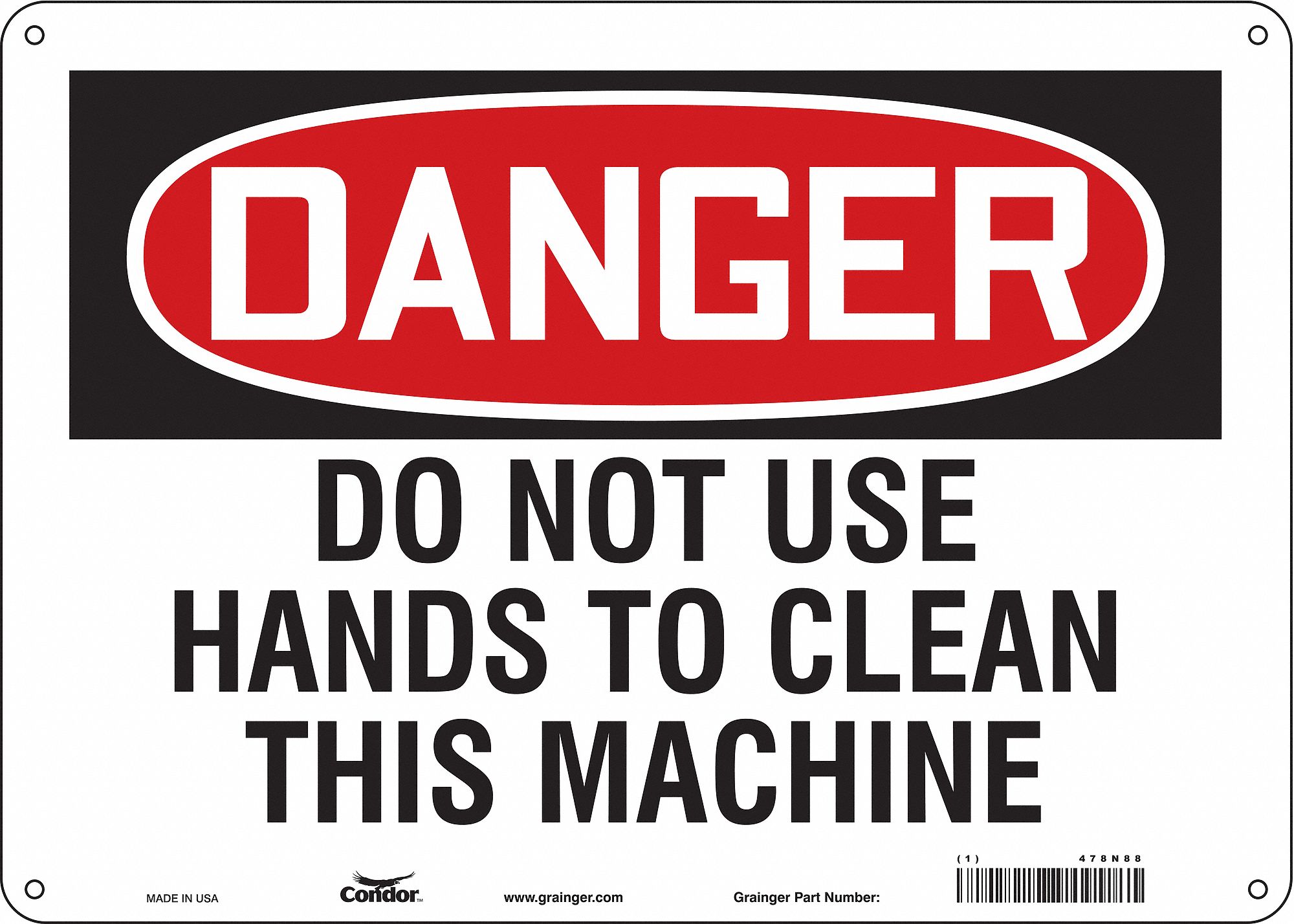 Safety Sign: Polyethylene, Mounting Holes Sign Mounting, 10 in x 14 in Nominal Sign Size, Danger