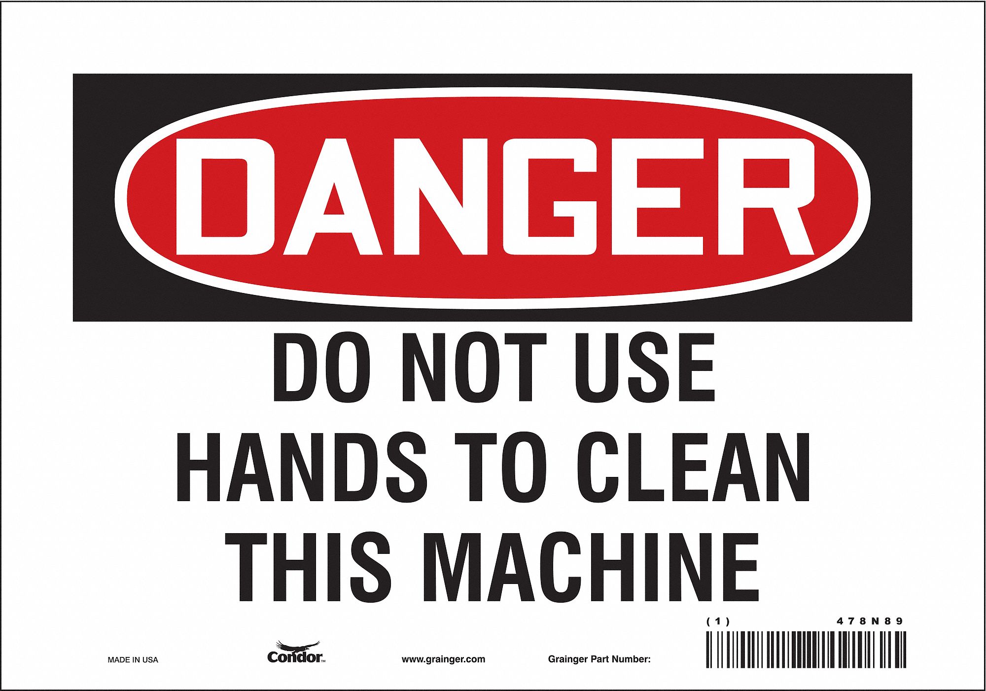 Safety Sign: Vinyl, Adhesive Sign Mounting, 7 in x 10 in Nominal Sign Size, Not Retroreflective