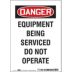 Danger: Equipment Being Serviced Do Not Operate Signs