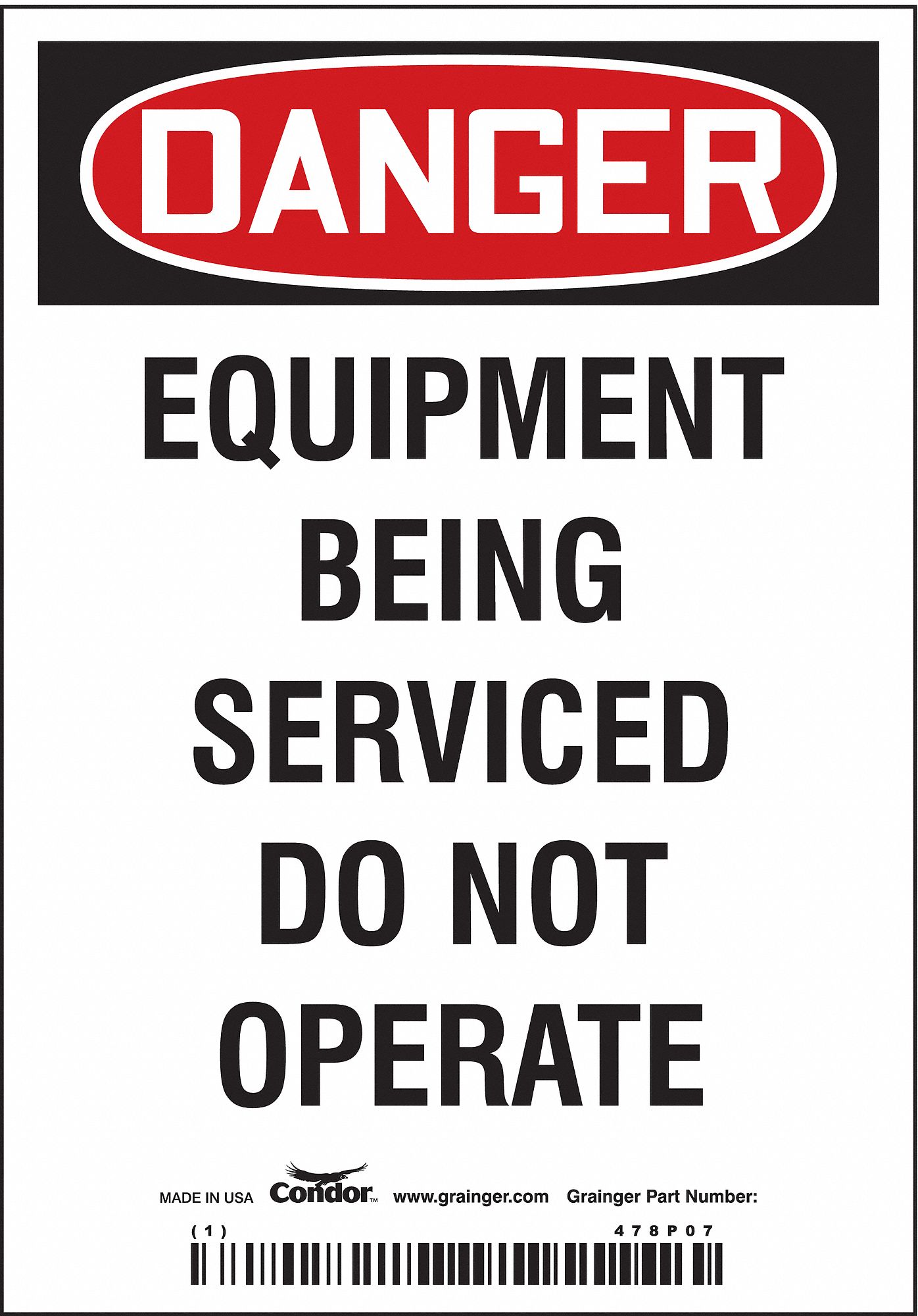 Safety Sign: Vinyl, Adhesive Sign Mounting, 5 in x 3 1/2 in Nominal Sign Size, Not Retroreflective