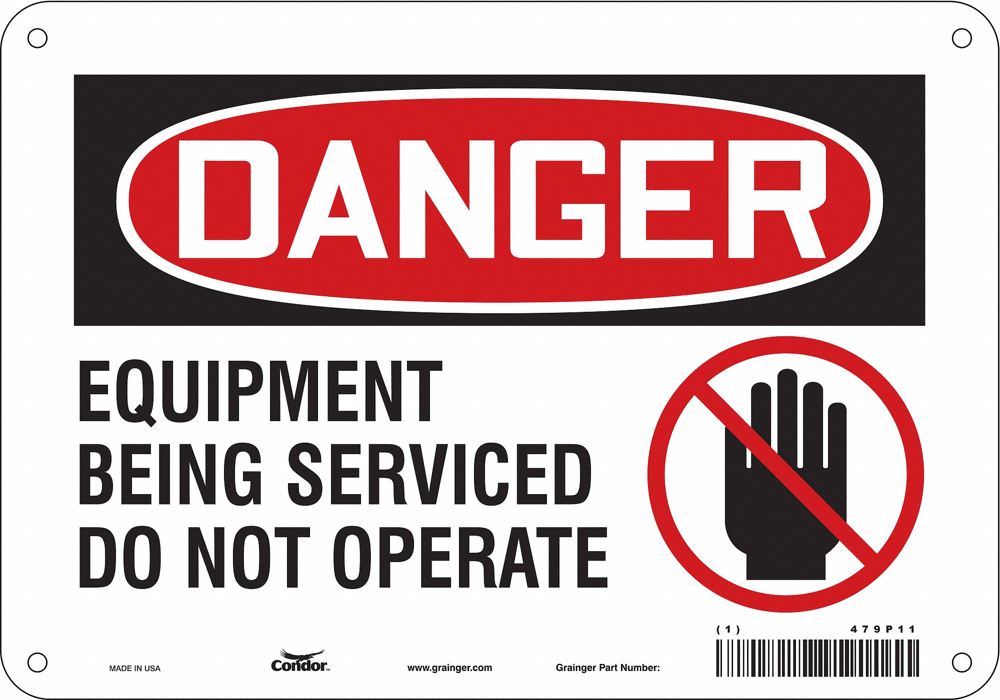 Safety Sign, 7 in x 10 in, Polyethylene
