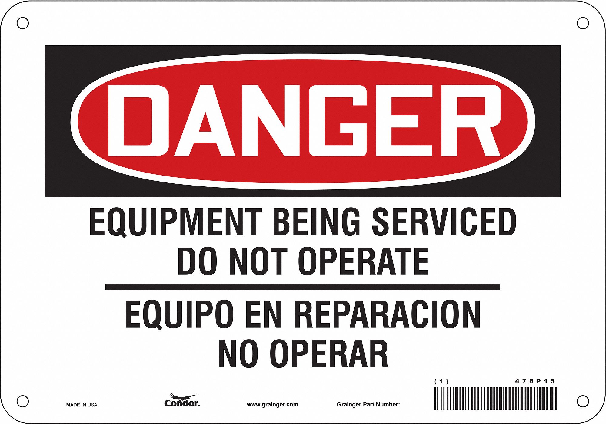 Safety Sign: Aluminum, Mounting Holes Sign Mounting, 7 in x 10 in Nominal Sign Size, 0.032 in Thick