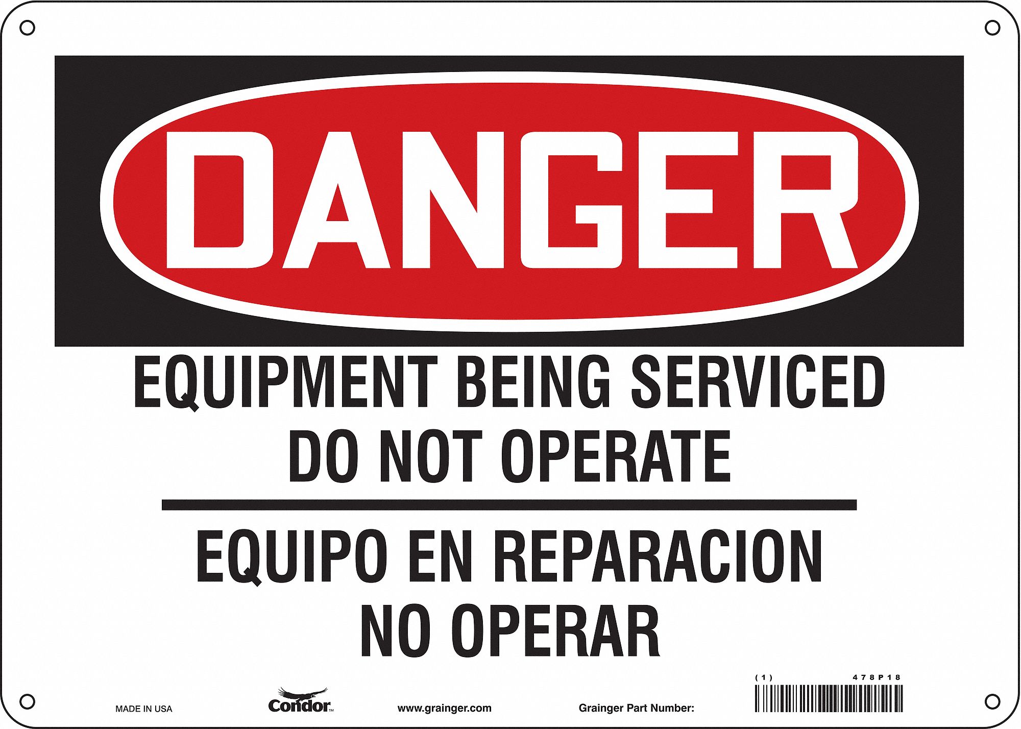 Safety Sign: Polyethylene, Mounting Holes Sign Mounting, 10 in x 14 in Nominal Sign Size, Danger