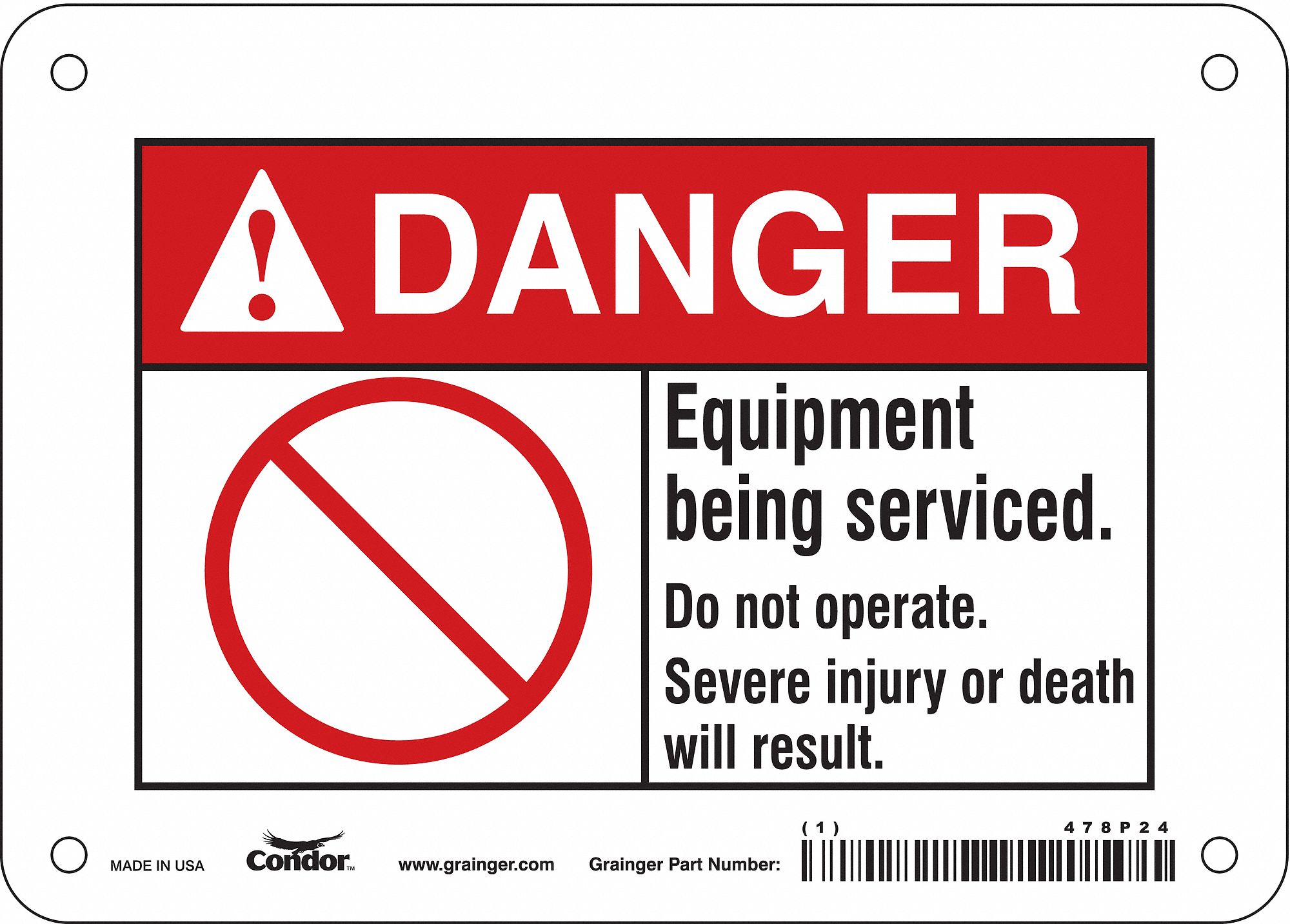 Safety Sign: Magnetic Vinyl, Magnet Sign Mounting, 5 in x 7 in Nominal Sign Size, 0.034 in Thick