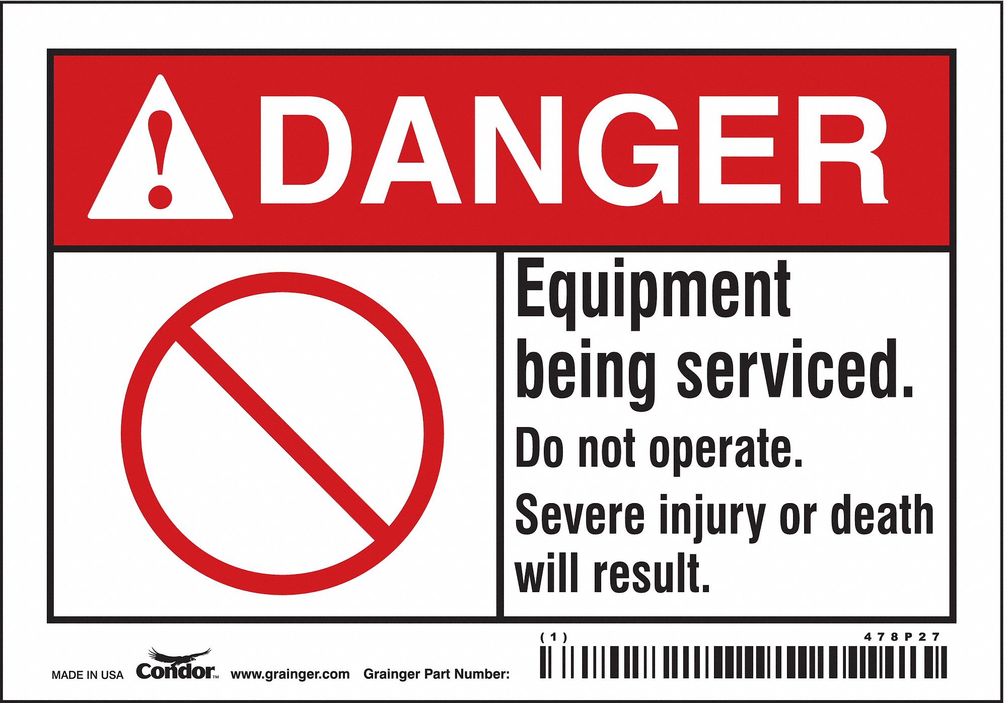 Safety Sign: Vinyl, Adhesive Sign Mounting, 3 1/2 in x 5 in Nominal Sign Size, Not Retroreflective