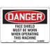 Danger: Face Shield Must Be Worn When Operating This Machine Signs