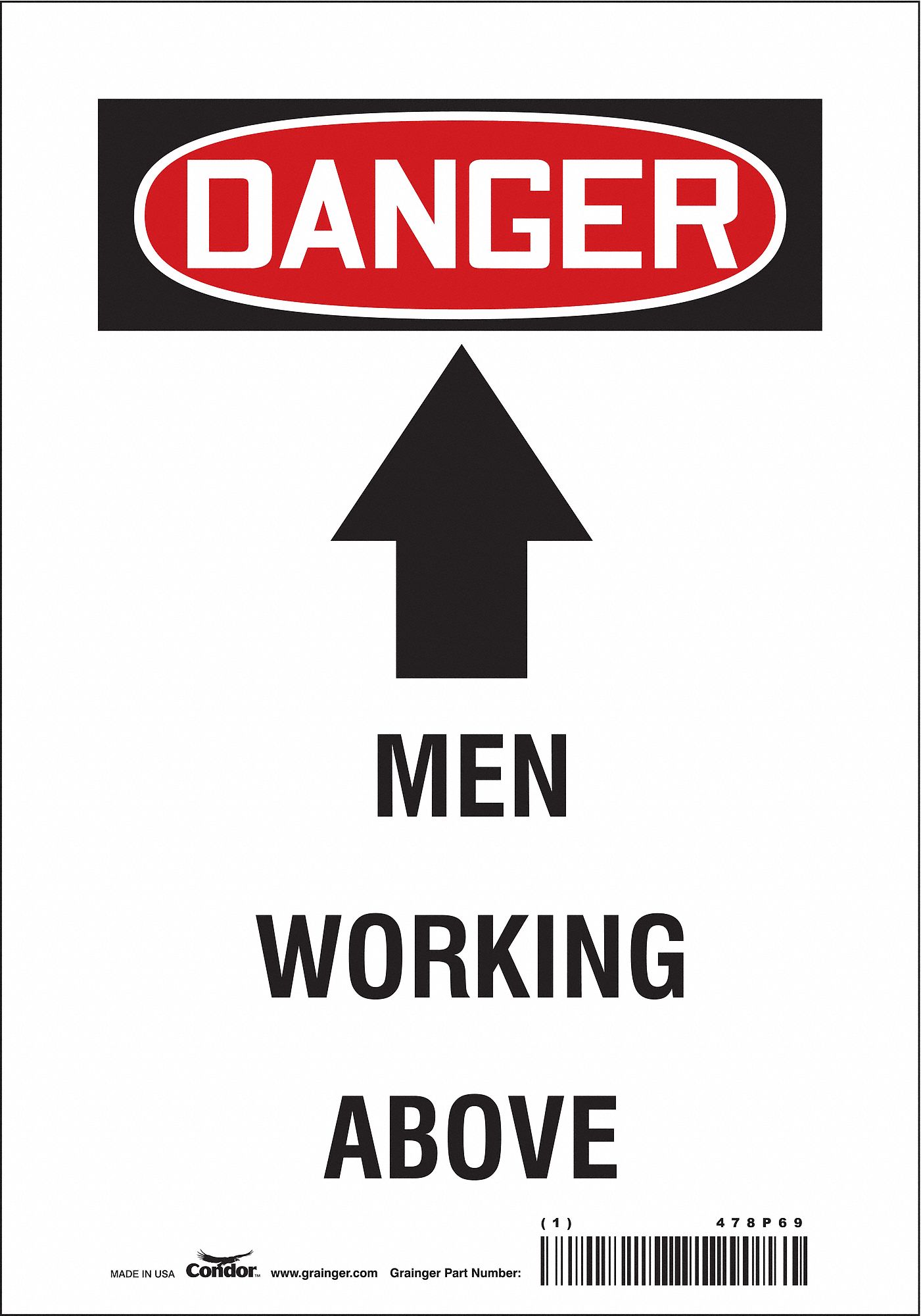 Safety Sign: Vinyl, Adhesive Sign Mounting, 10 in x 7 in Nominal Sign Size, Not Retroreflective