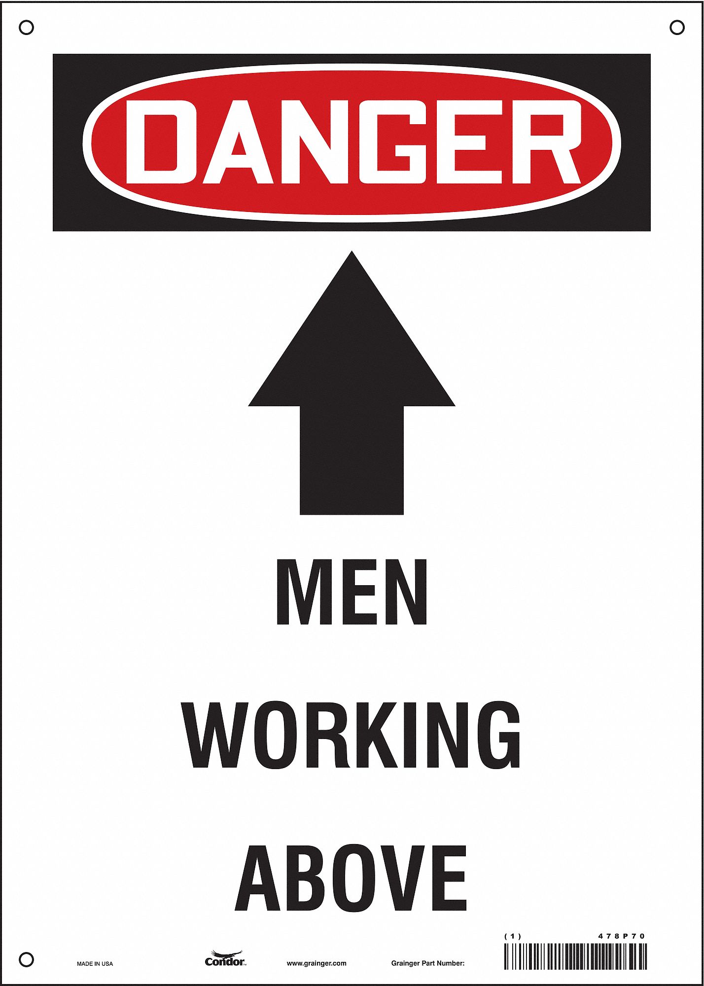Safety Sign: Vinyl, Adhesive Sign Mounting, 14 in x 10 in Nominal Sign Size, Not Retroreflective