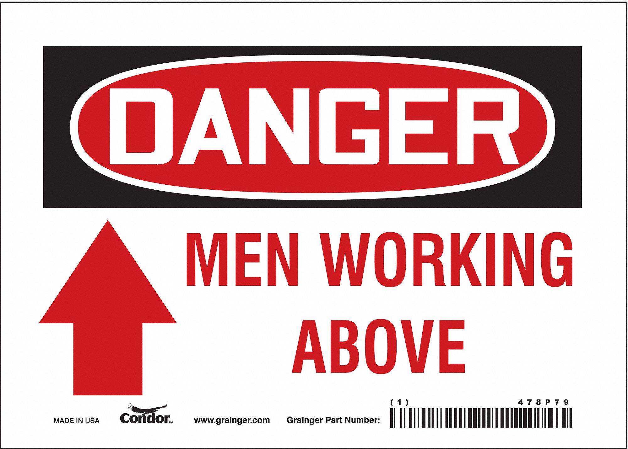 Safety Sign: Vinyl, Adhesive Sign Mounting, 5 in x 7 in Nominal Sign Size, Not Retroreflective