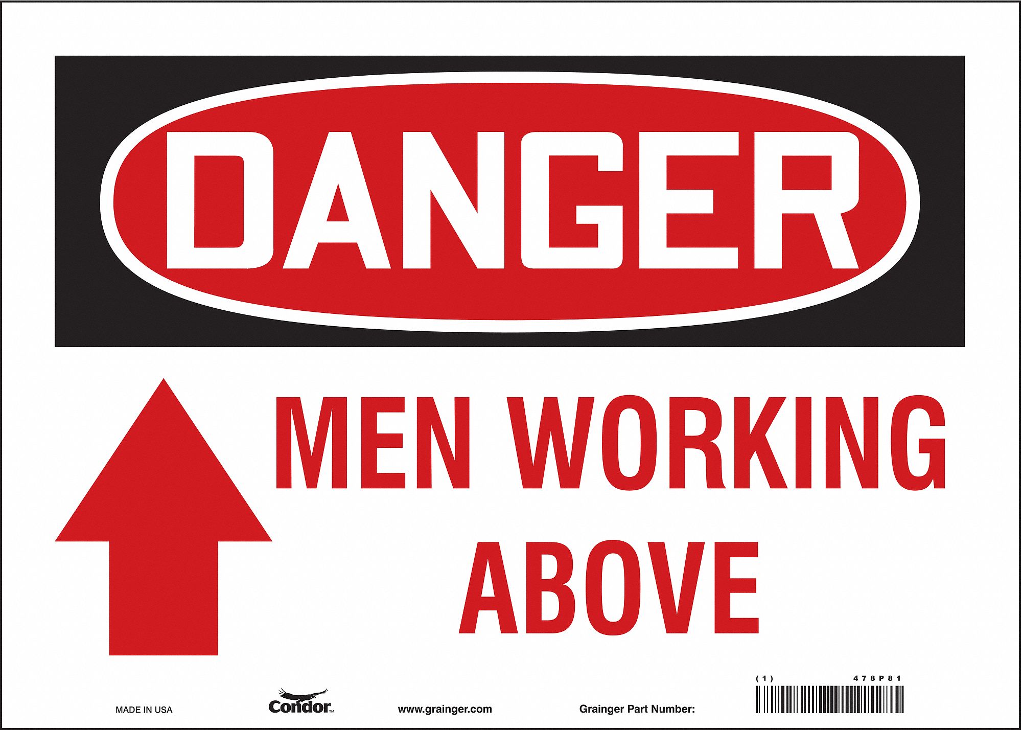 Safety Sign: Vinyl, Adhesive Sign Mounting, 10 in x 14 in Nominal Sign Size, Not Retroreflective