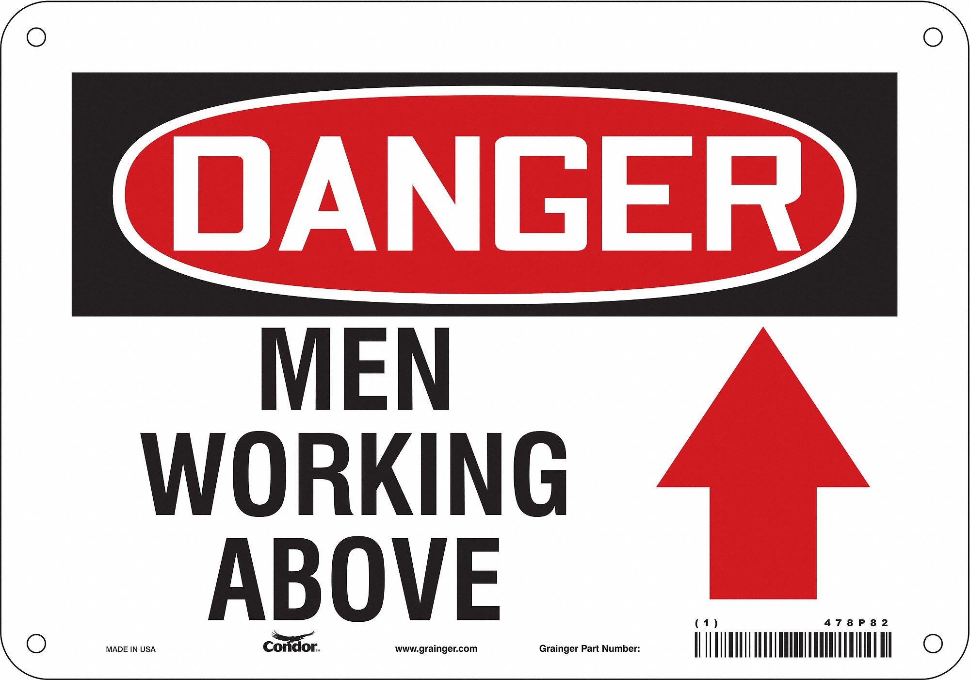 Safety Sign: Aluminum, Mounting Holes Sign Mounting, 7 in x 10 in Nominal Sign Size, 0.032 in Thick