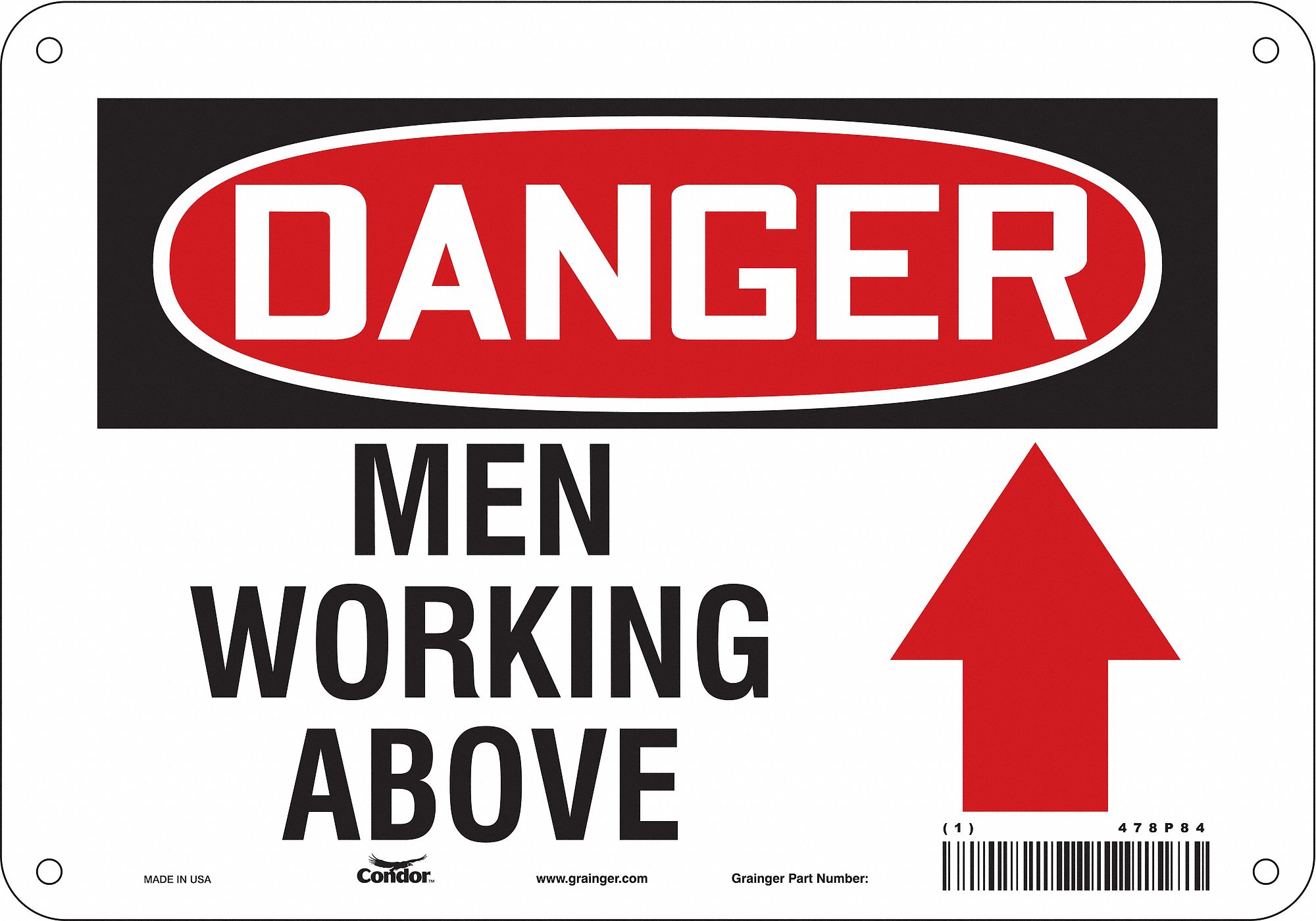 Safety Sign: Polyethylene, Mounting Holes Sign Mounting, 7 in x 10 in Nominal Sign Size, Danger