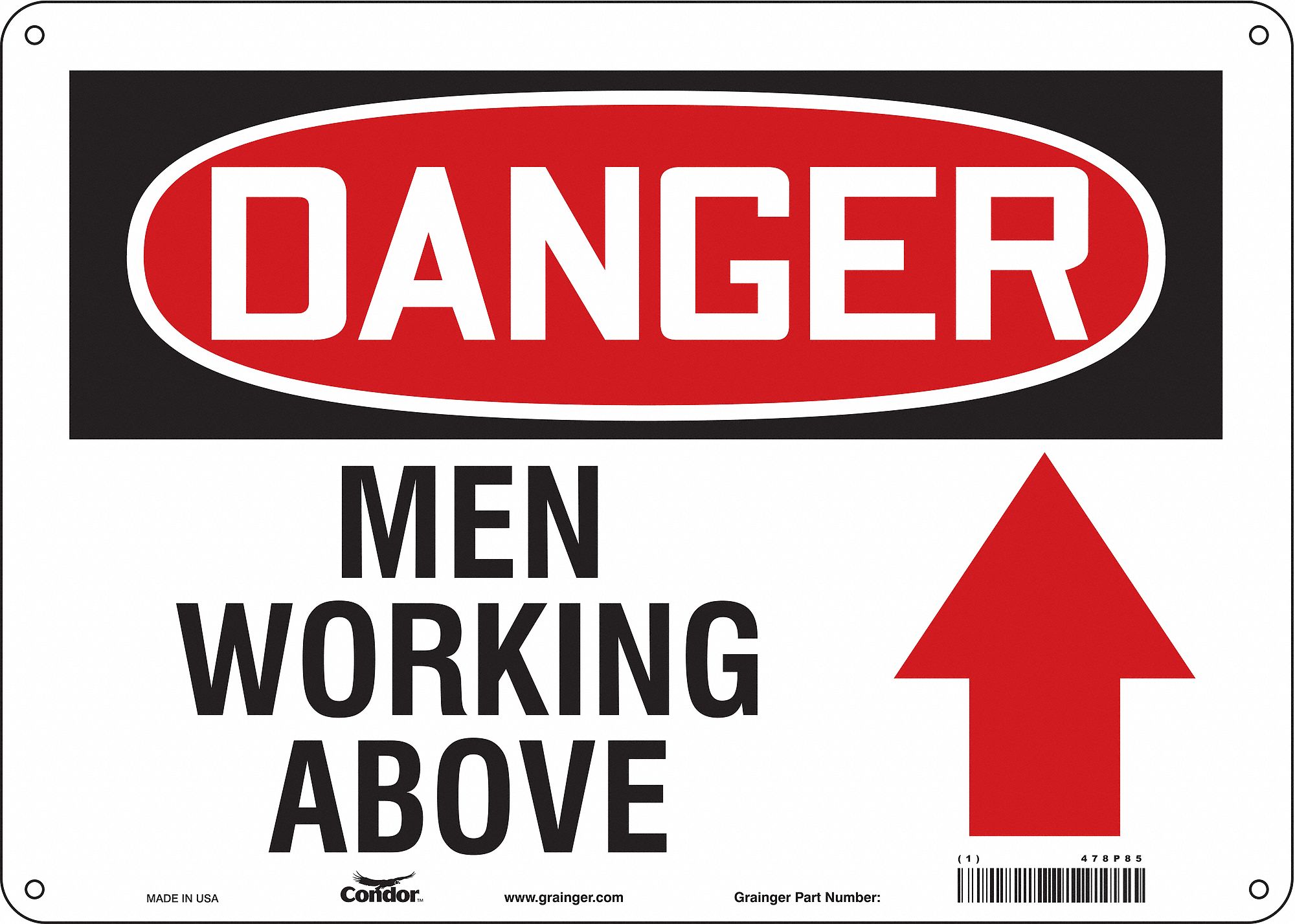 Safety Sign: Polyethylene, Mounting Holes Sign Mounting, 10 in x 14 in Nominal Sign Size, Danger