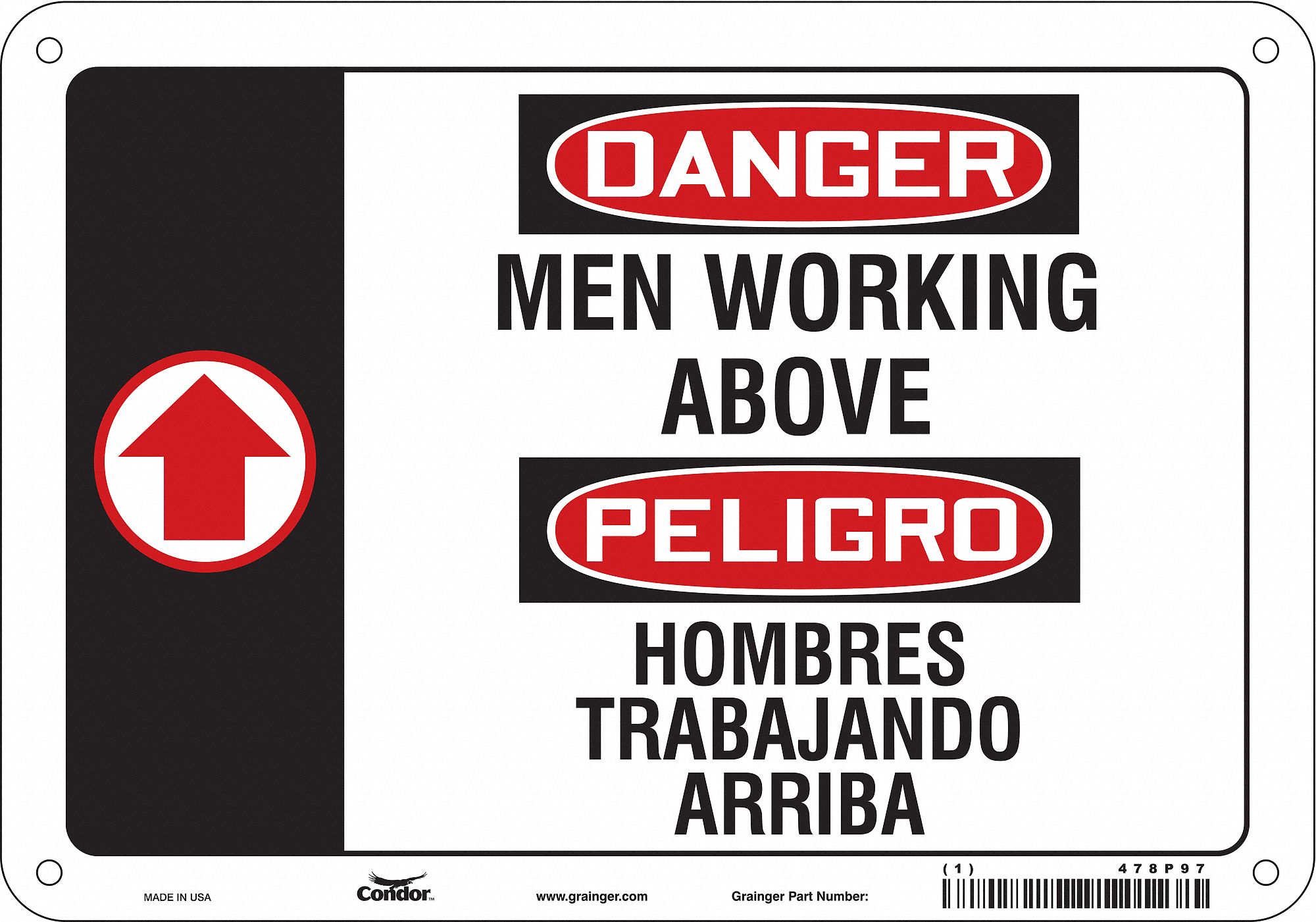 Safety Sign: Aluminum, Mounting Holes Sign Mounting, 7 in x 10 in Nominal Sign Size, 0.032 in Thick
