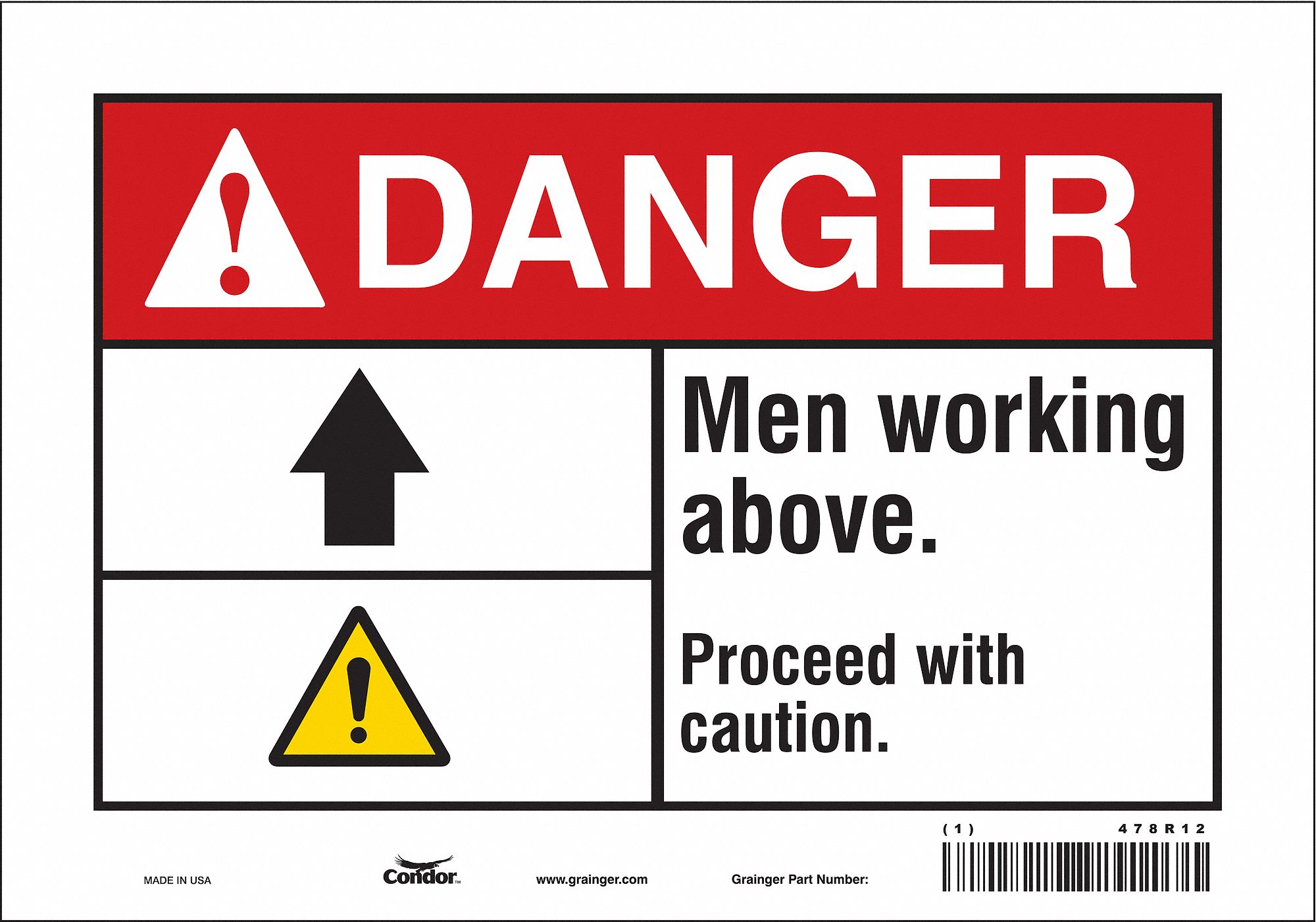 Safety Sign: Vinyl, Adhesive Sign Mounting, 7 in x 10 in Nominal Sign Size, Not Retroreflective