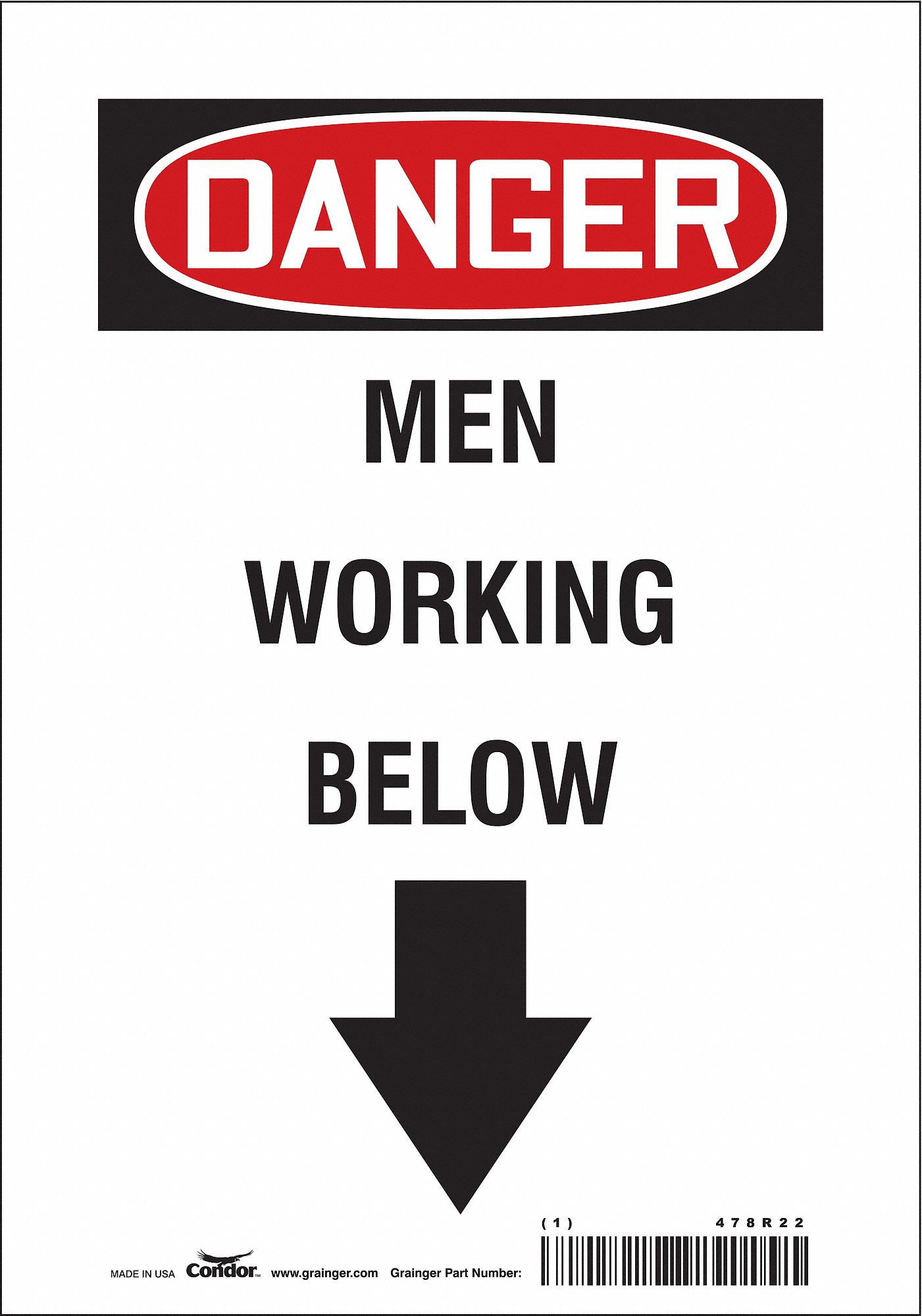 Safety Sign: Vinyl, Adhesive Sign Mounting, 10 in x 7 in Nominal Sign Size, Not Retroreflective