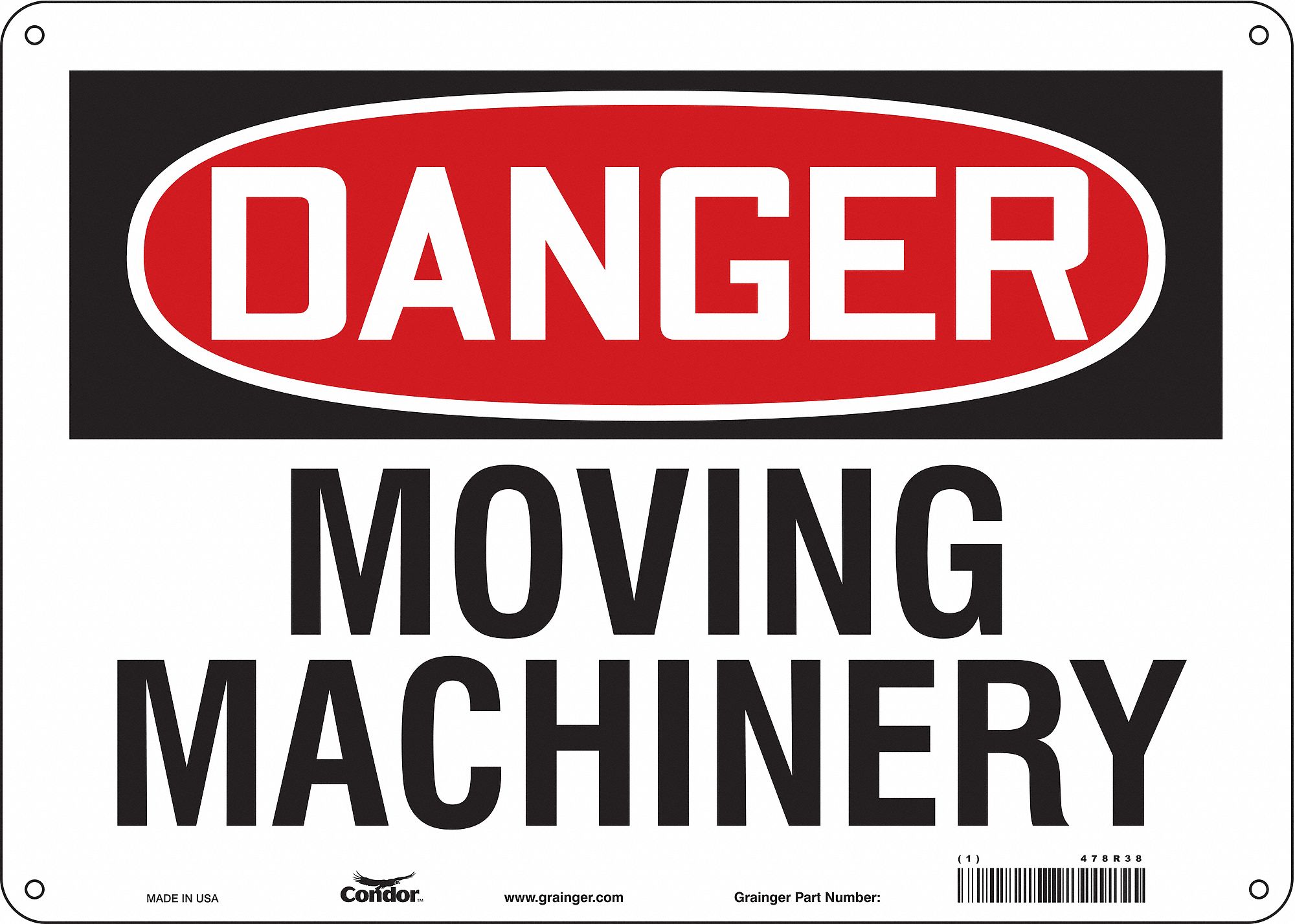 Safety Sign: Aluminum, Mounting Holes Sign Mounting, 10 in x 14 in Nominal Sign Size, 0.032 in Thick